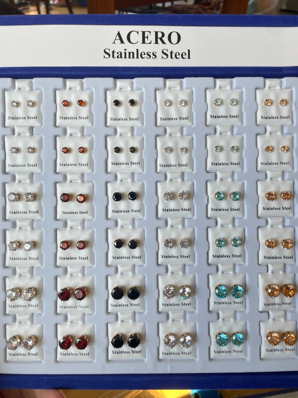 Wholesale 36pcs Cubic Stainless Steel CZ Women Earrings Studs Colors Gold LOT