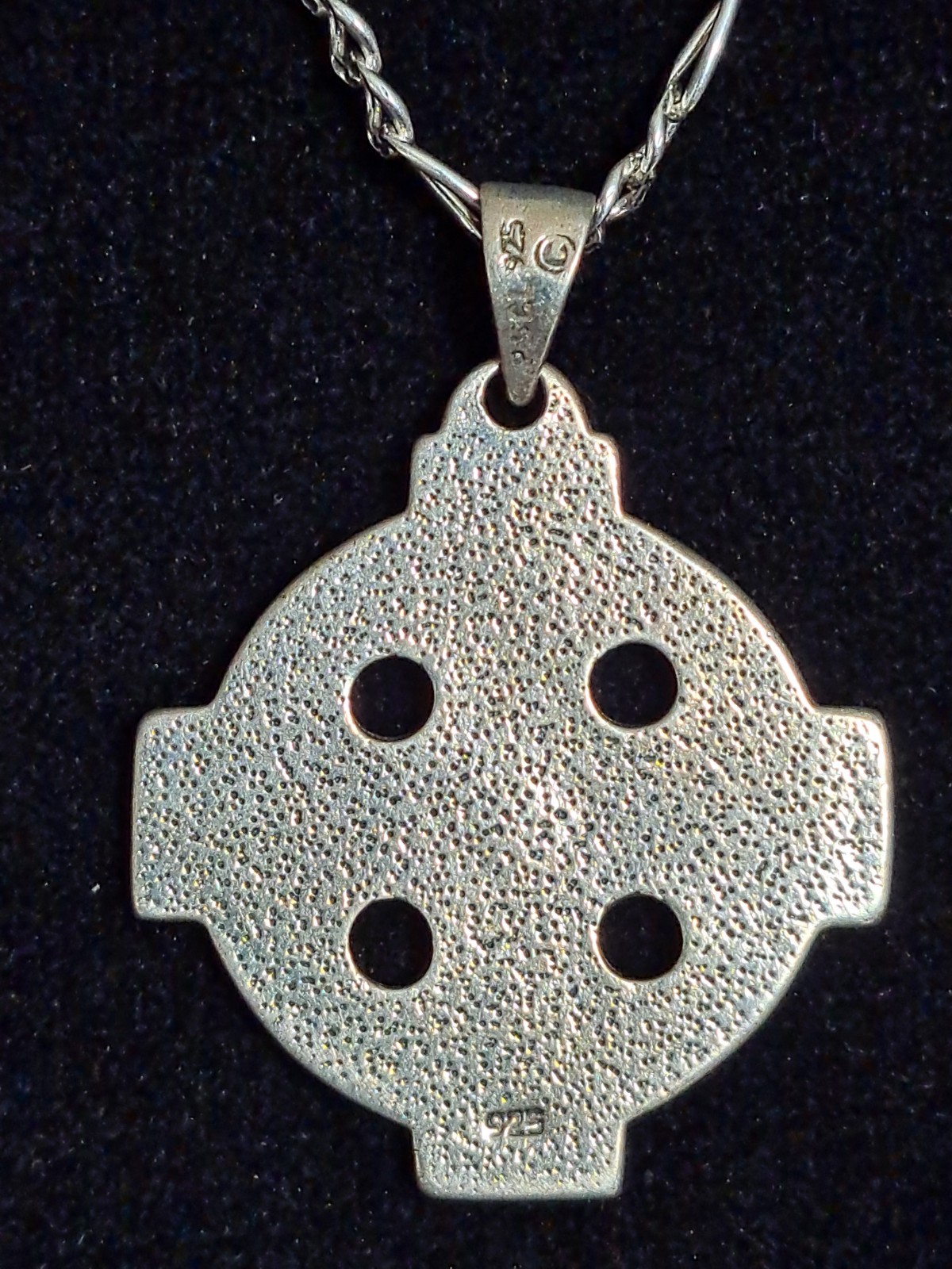 Vintage Peter Stone Sterling Silver Celtic Cross Triskele Pendant Necklace