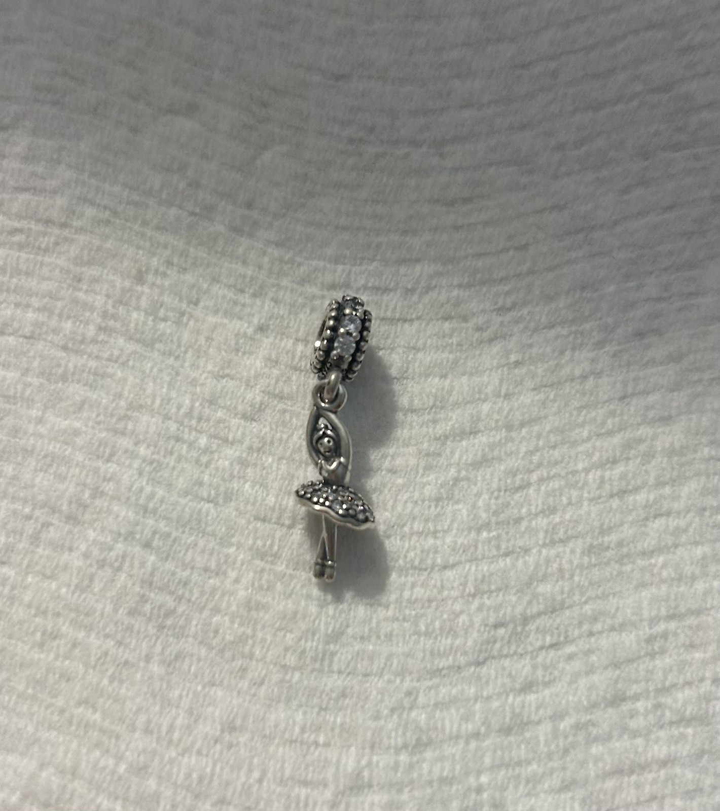 Pandora 925 ALE Sterling Silver Ballerina Dancer Clear CZ Dangle Charm 791365CZ