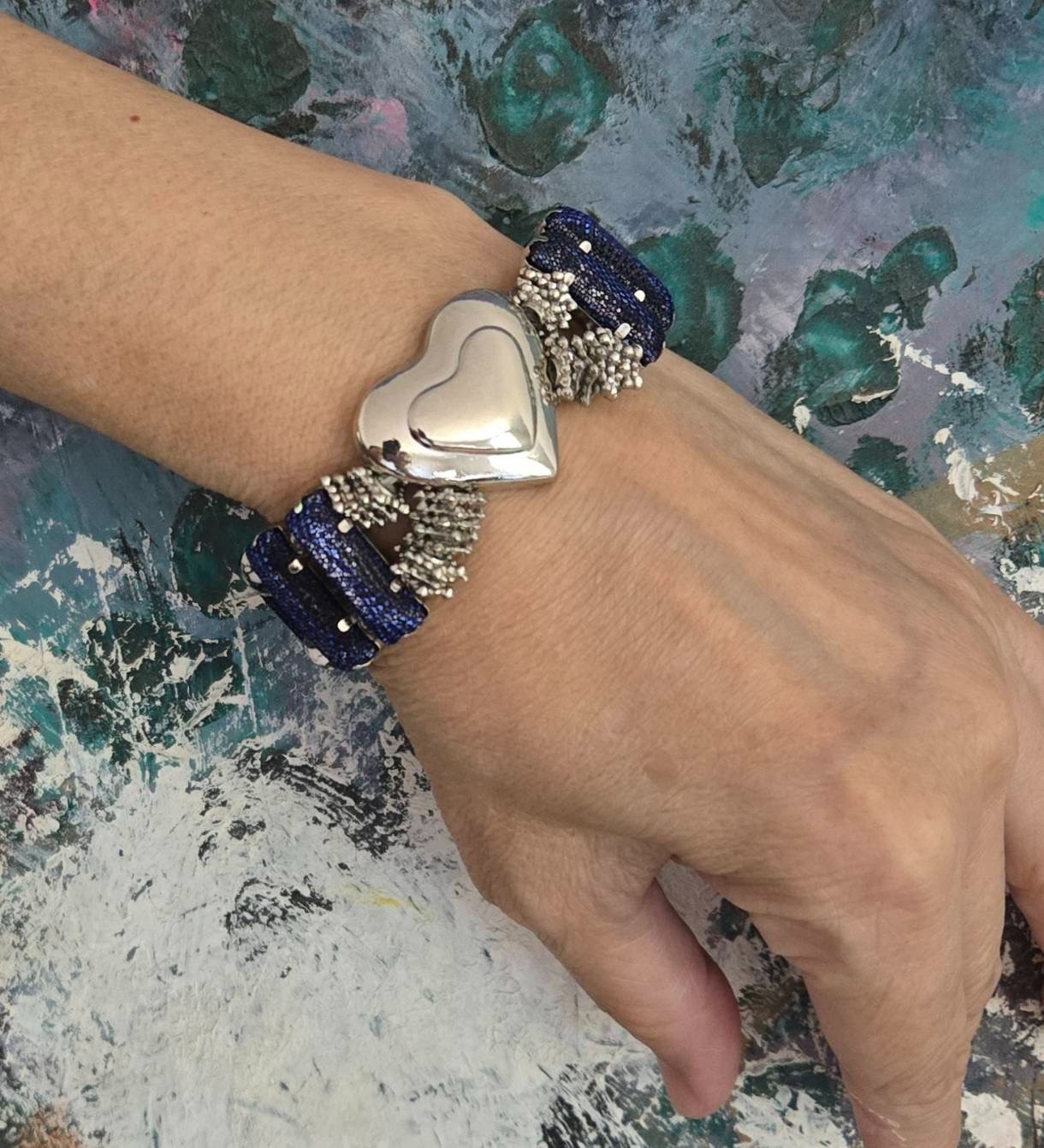 6 Pc Stretch Bracelet Set Mixed Colors Angel Heart Fashion Jewelry Lot for Women
