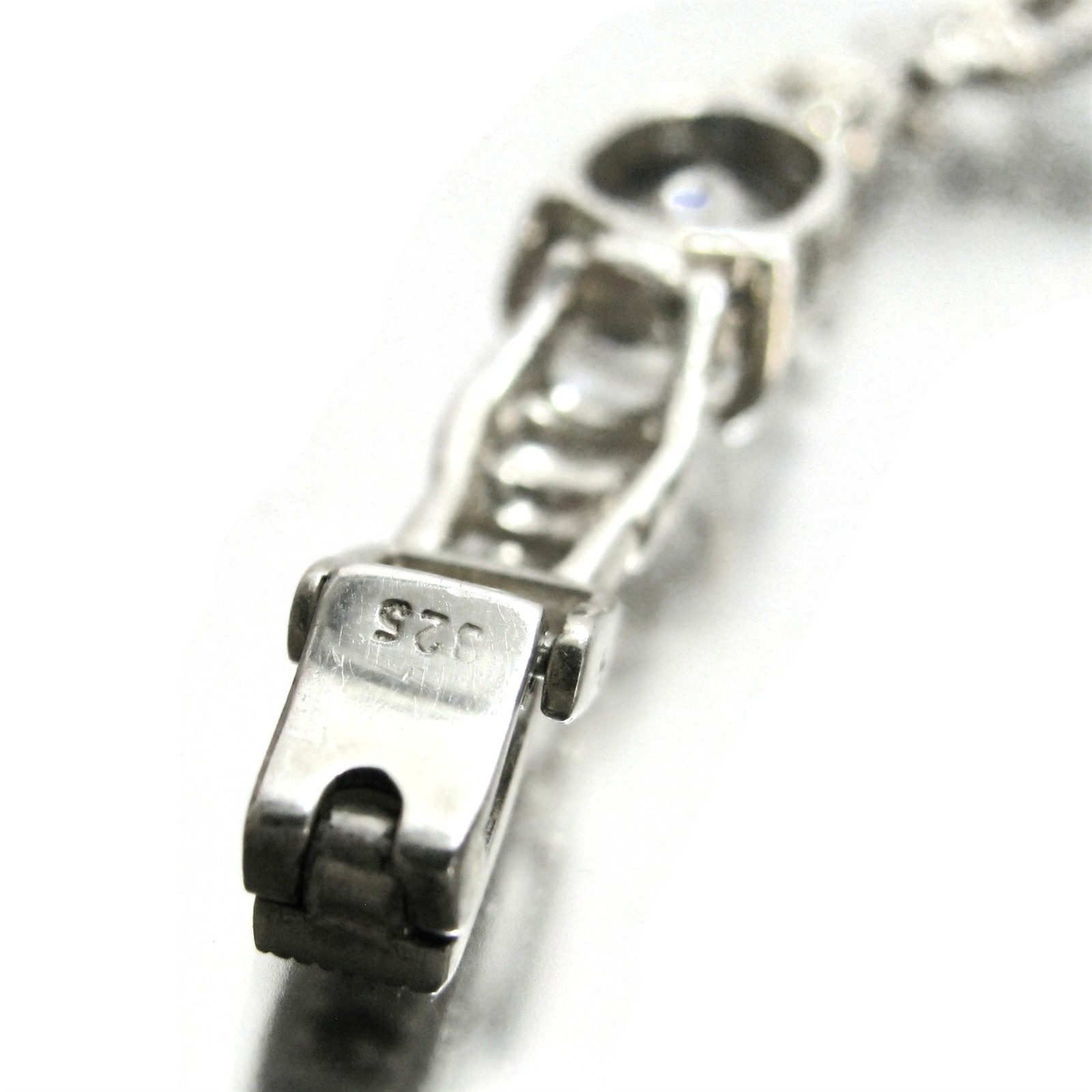 Vintage Sterling Art Deco Style Marcasite CZ Silver Bracelet 7 1/4″