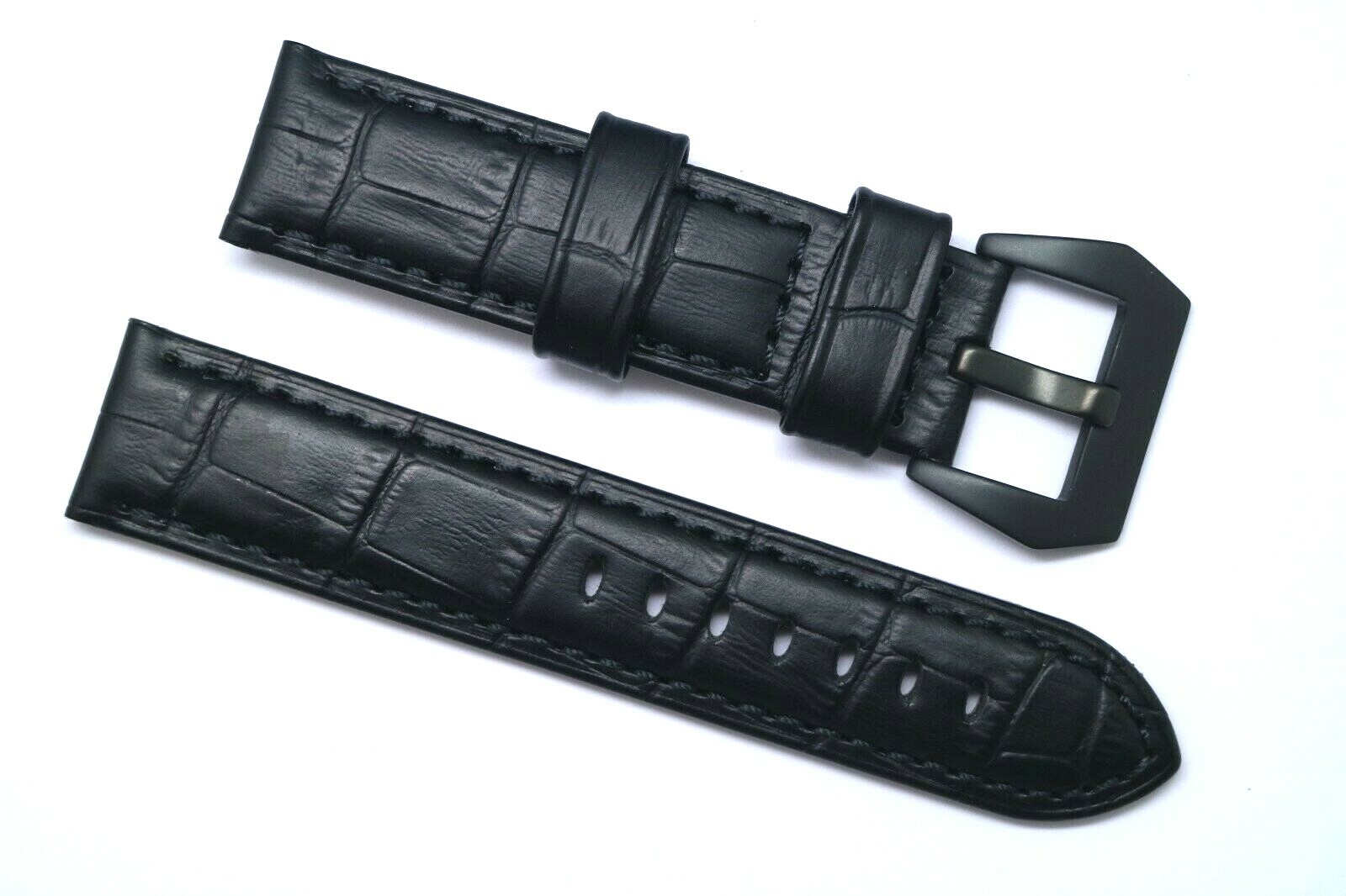 22 24mm Black or Brown Croco Embossed Leather Watch Strap For Panerai & Others