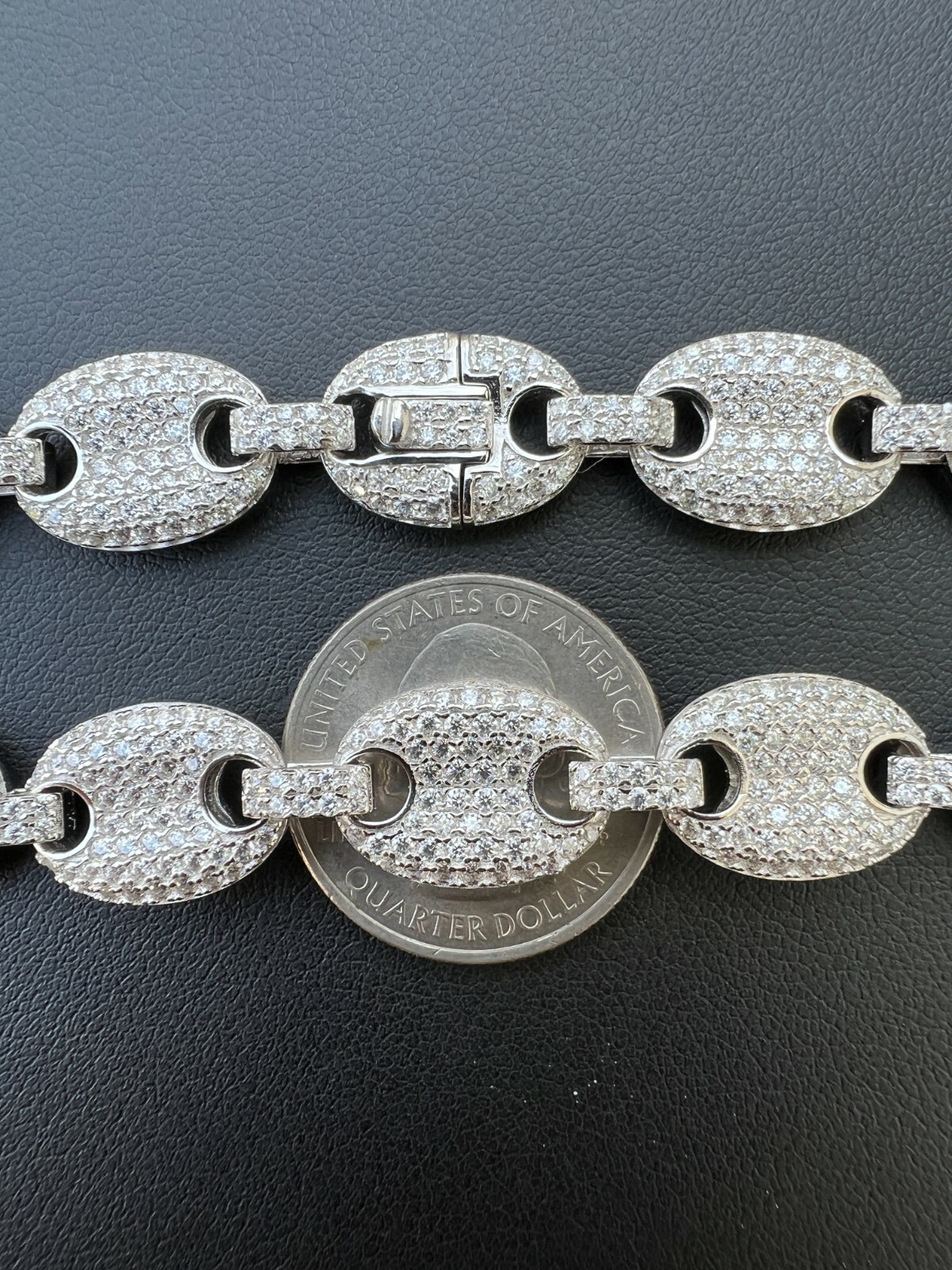 ICED Moissanite Puff Gucci Link Chain 12mm Hip Hop 925 Silver Passes Tester