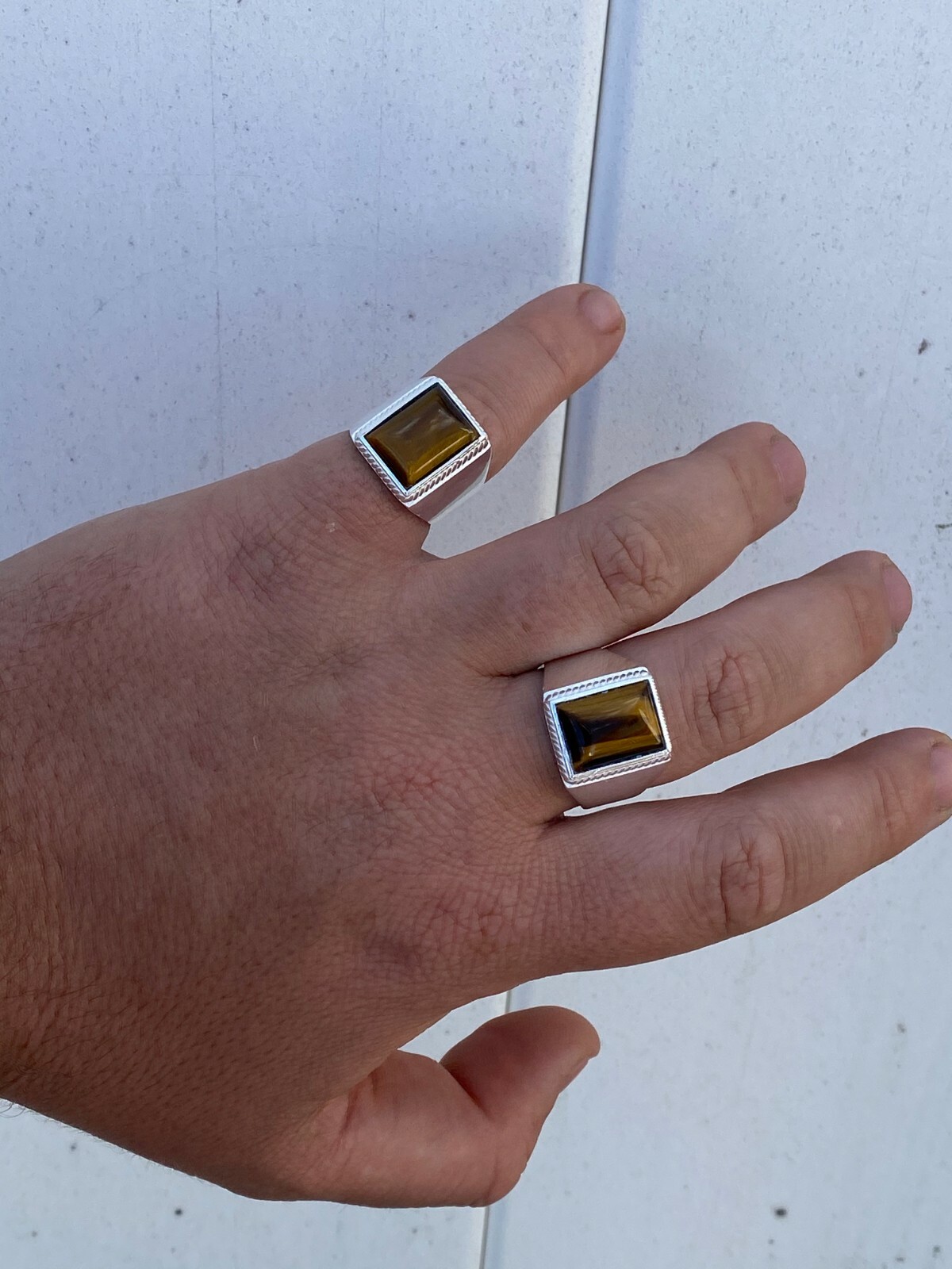 Real Mens Solid 925 Sterling Silver Tiger’s Eye Signet Ring Sz 7 8 9 10 11 12 13