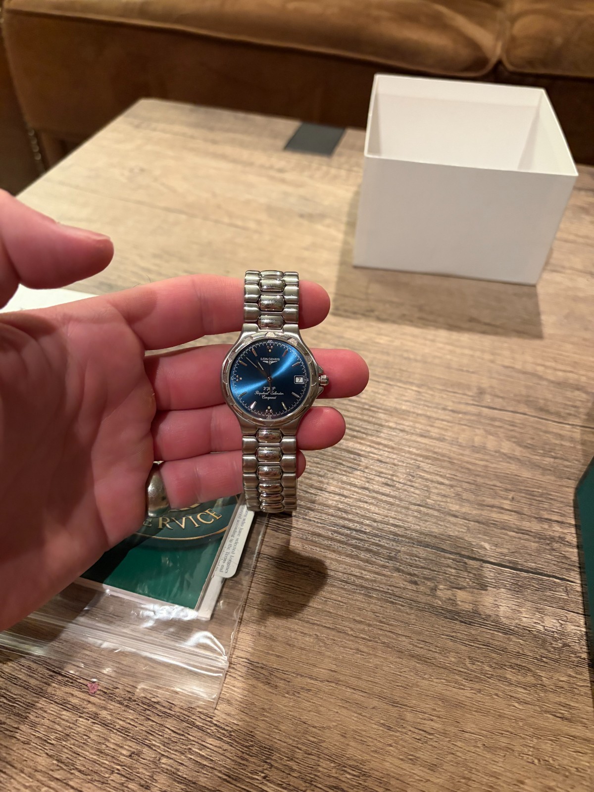 [Excellent w/Box ] LONGINES L1.627.4 V.H.P Conquest Blue Dial Qz Men’s Watch