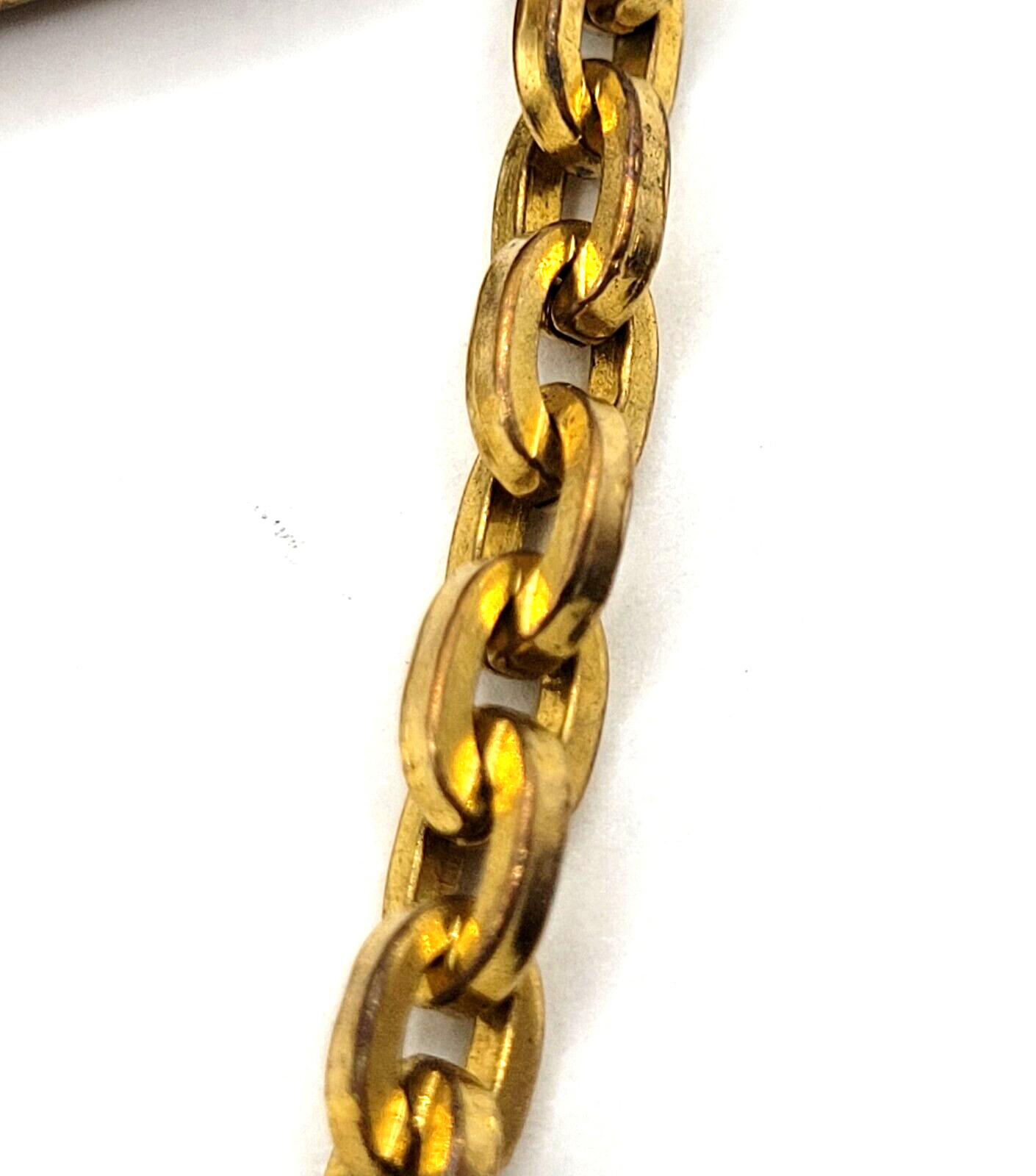 Fancy Dress Formal Vintage Gold Tone Brass Plate Tie Bar Clasp Cable Chain 1930s