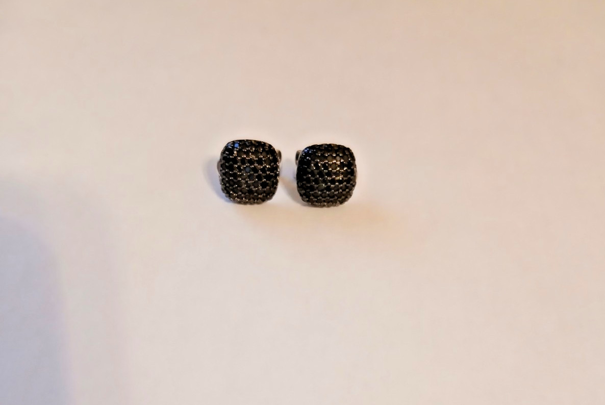 3.25CTW ROUND BLACK SPINEL RHODIUM OVER STERLING SILVER DROP EARRINGS