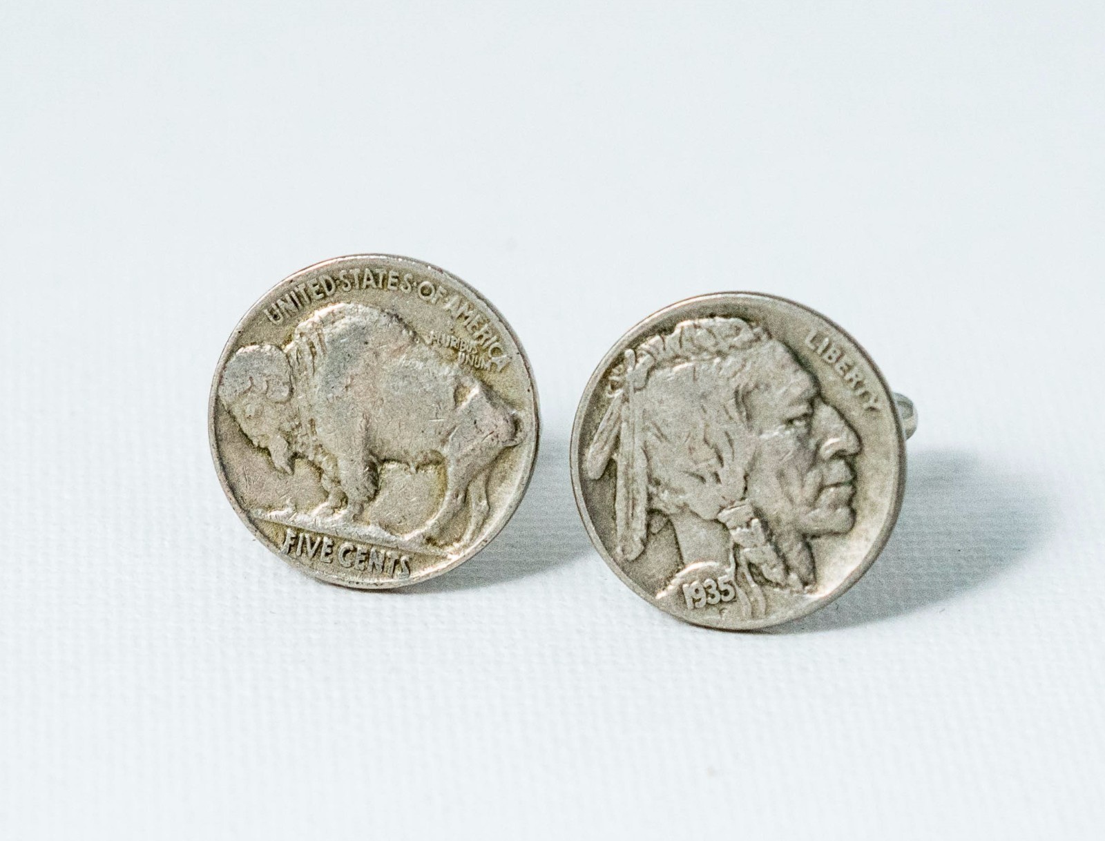Buffalo and Indian Head Nickel Coin Cufflinks–Bison Money American Jewelry