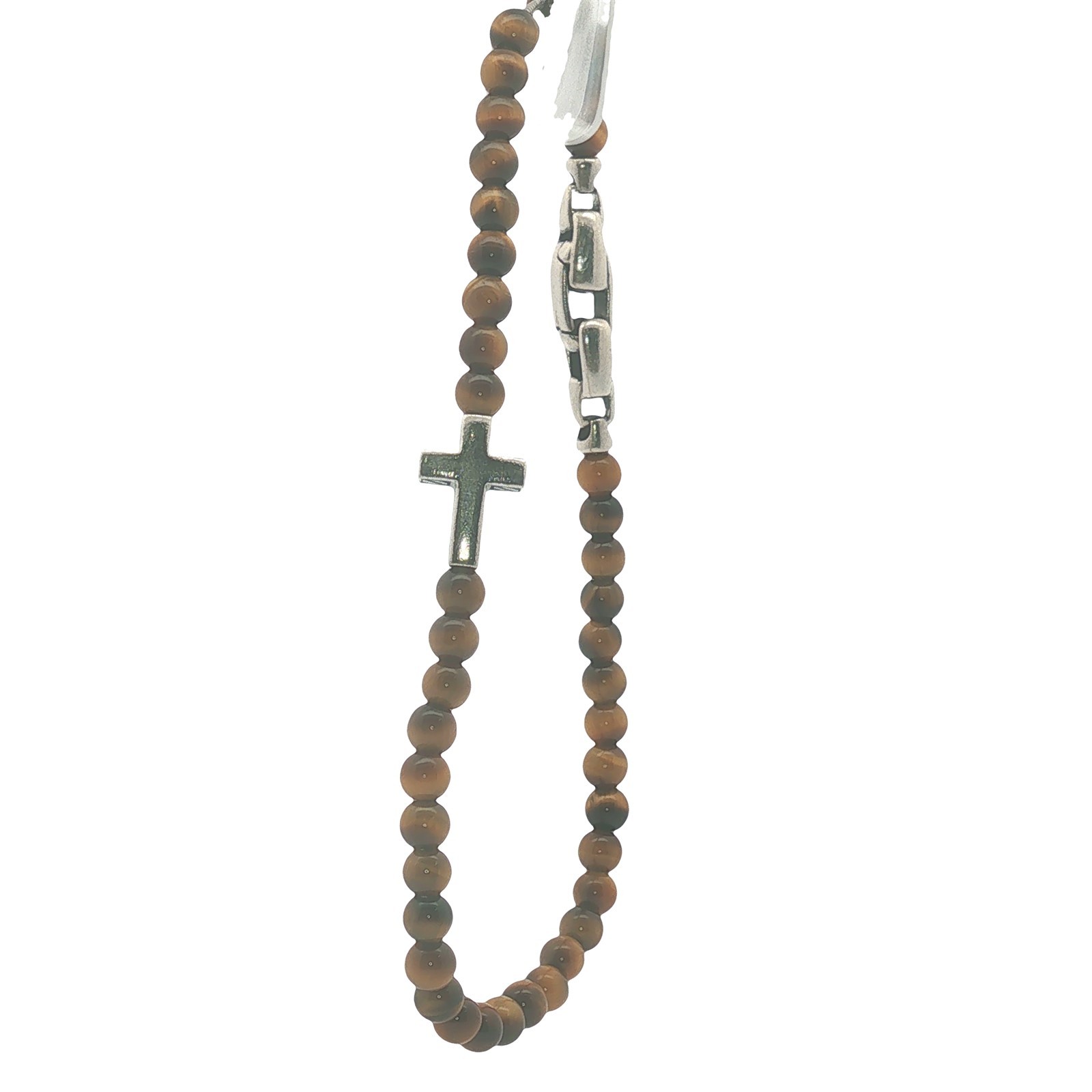 Vintage SS David Yurman Tigers Eye and Cross Bracelet 8″
