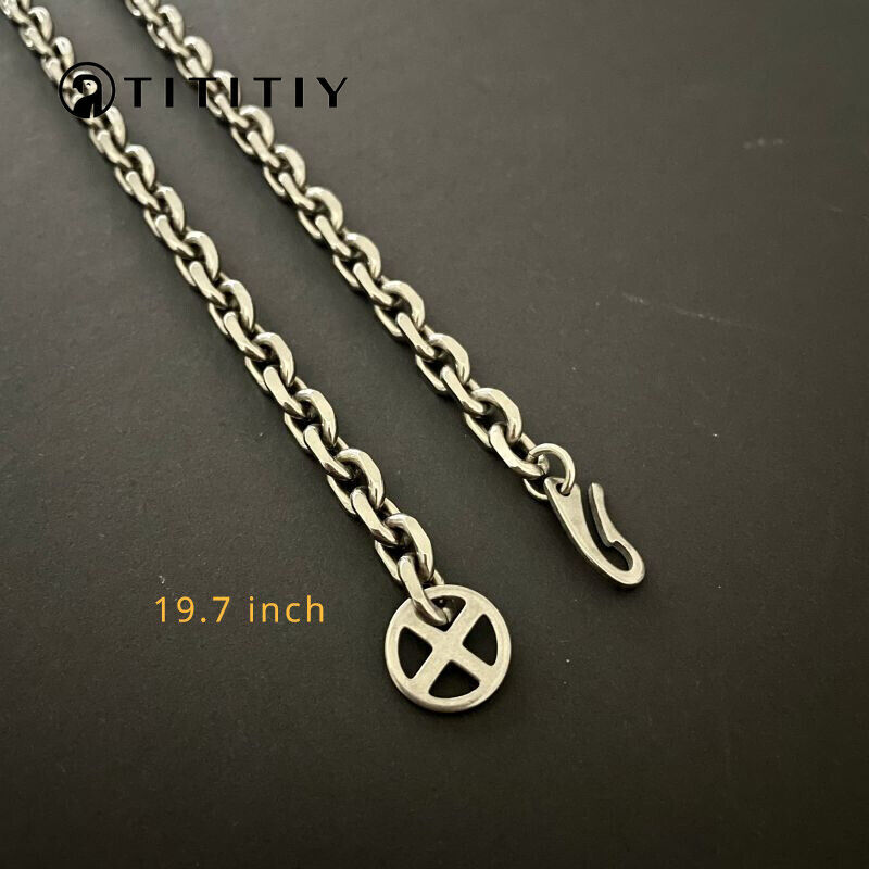 7mm TA1 Pure Titanium Batch Angle Chain Necklace Lightweight Anti Allergy 19.7″