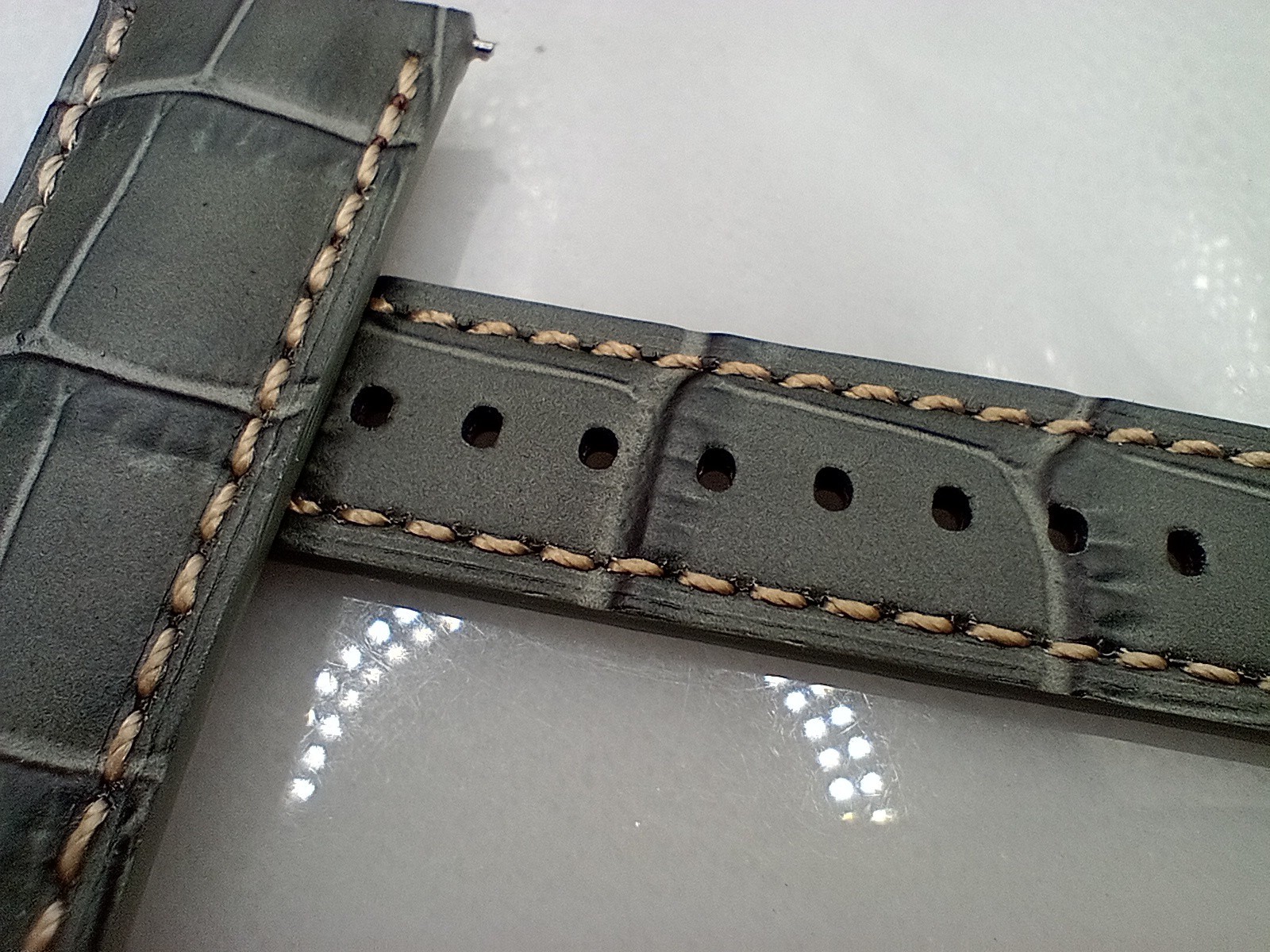 New 20mm Geckota Watchgecko Alligator Grain Calf Leather Grey Watch Strap 6B148