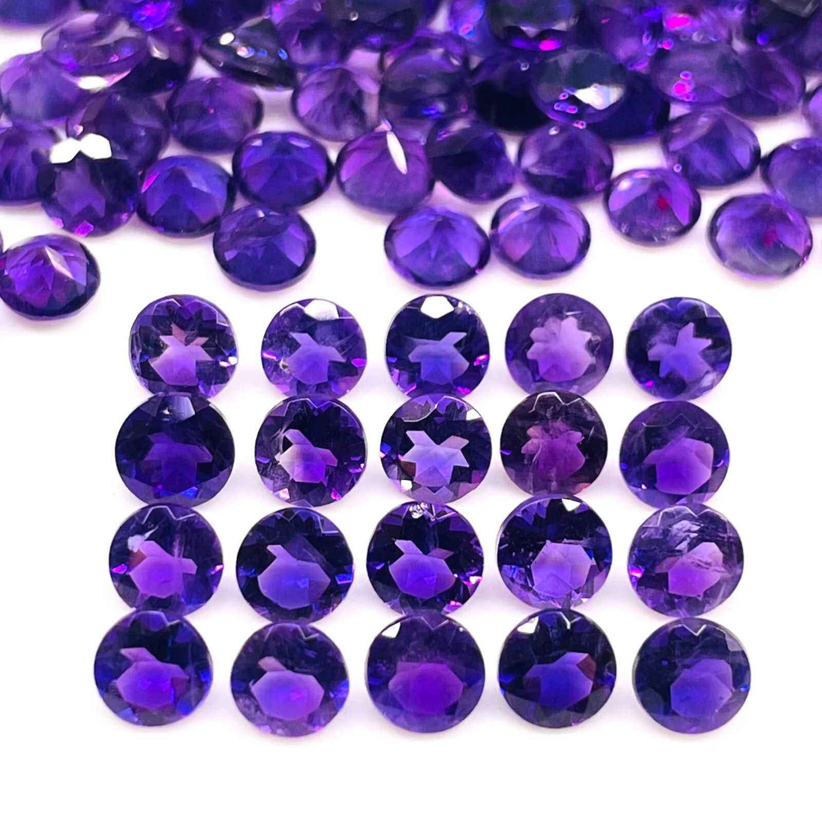 25 Pcs Natural Amethyst 5mm Round Cut Rich Purple Loose Untreated Gemstones Lot