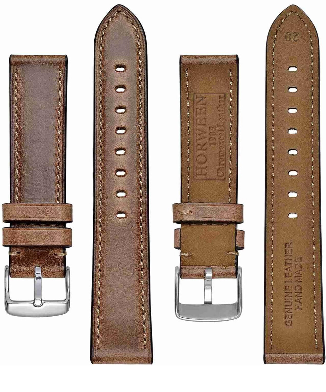 Handmade Thick Leather Antique Horween Vintage Watch Band Strap 18-24mm