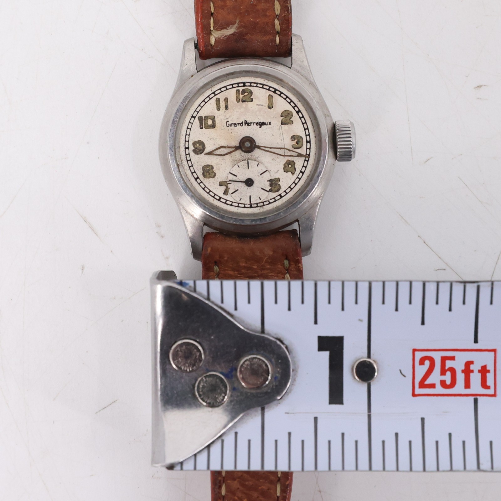 Vintage Girard Perregaux Military Style Watch 1940s Swiss Made Sub Second 28mm