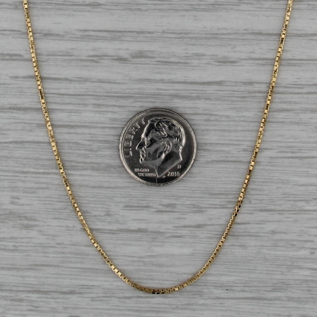 17.75″ 1.1mm Box Chain Necklace 14k Yellow Gold Italian