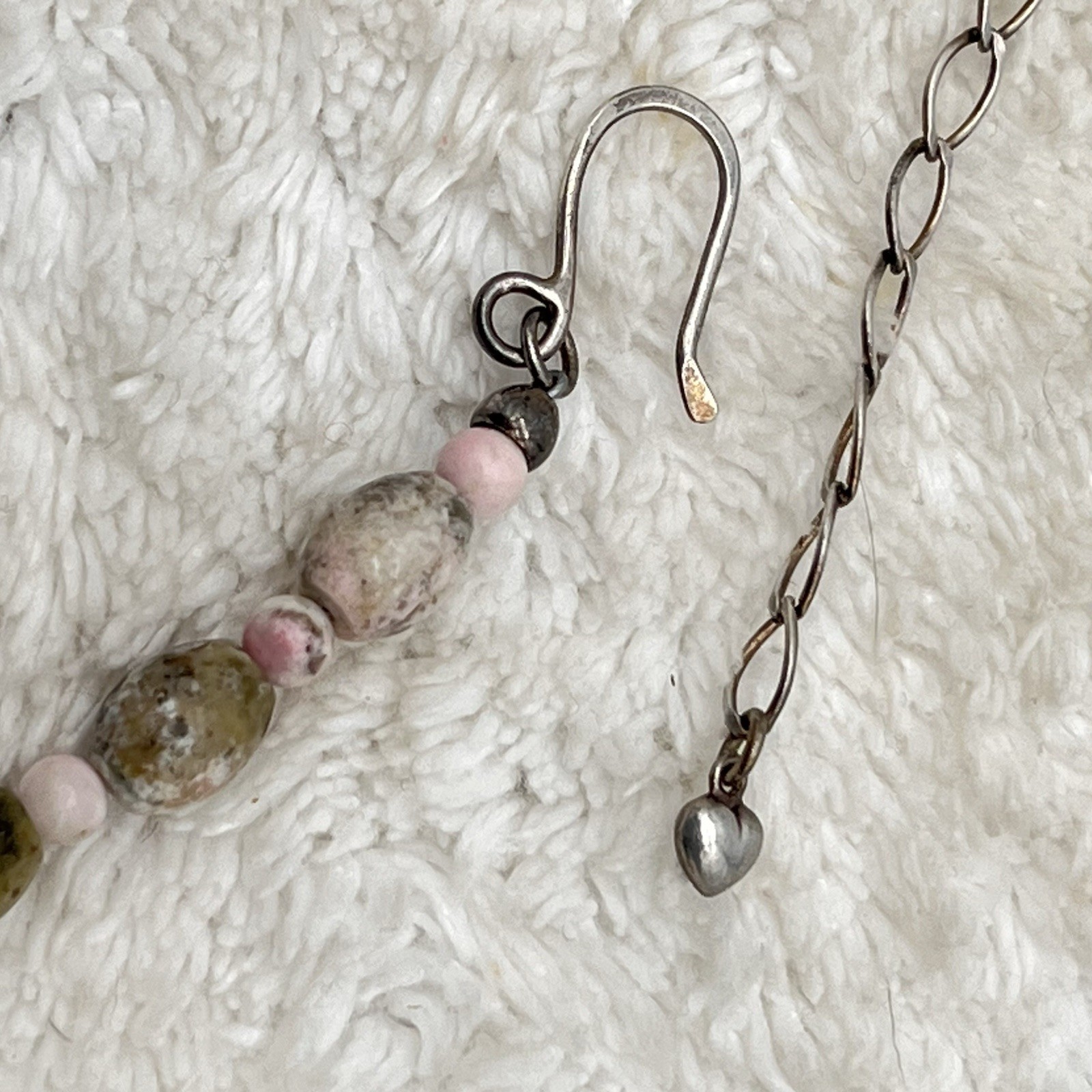 Jay King DTR Necklace Mine Finds Green Pink Rhodonite Beads Sterling Clasp 18″