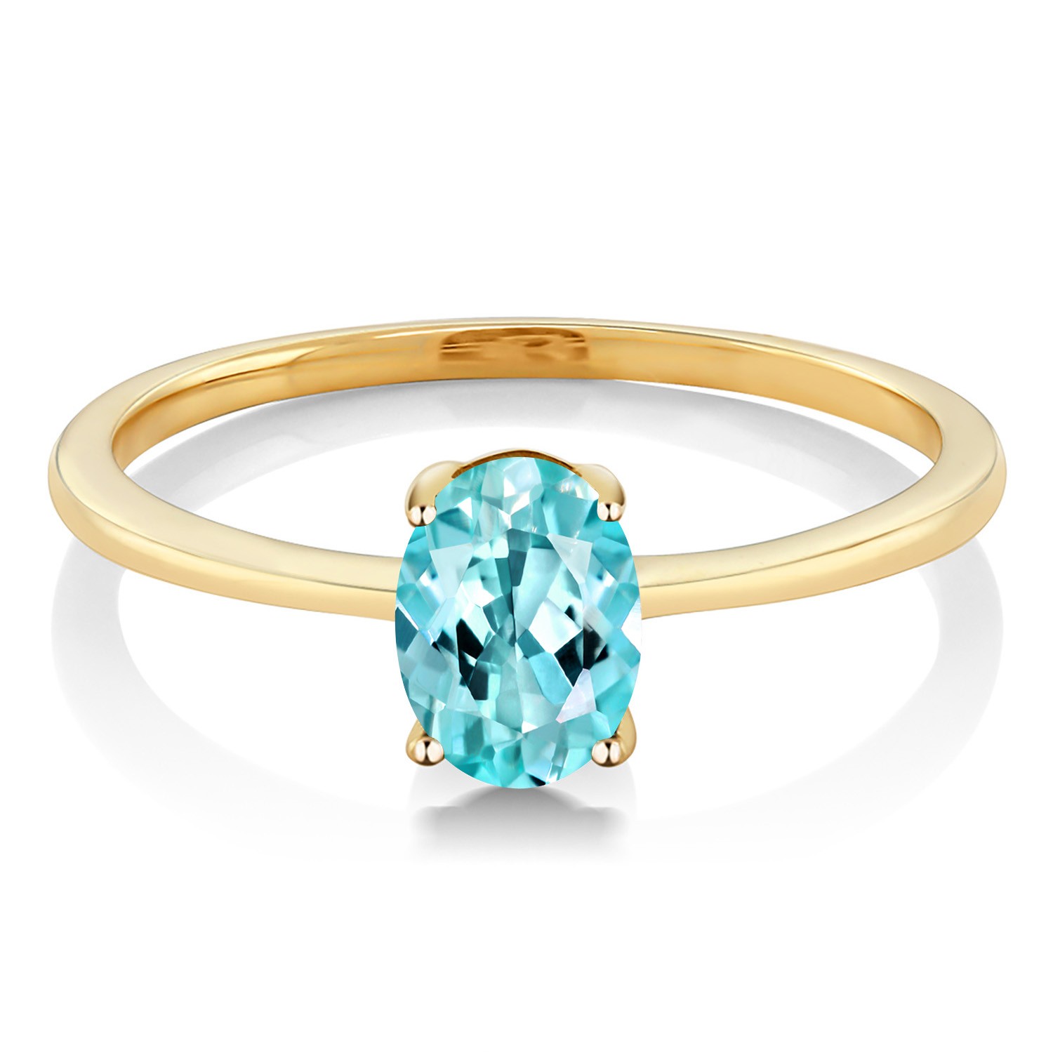 0.82 Ct Oval Blue Apatite 10K Yellow Gold Ring