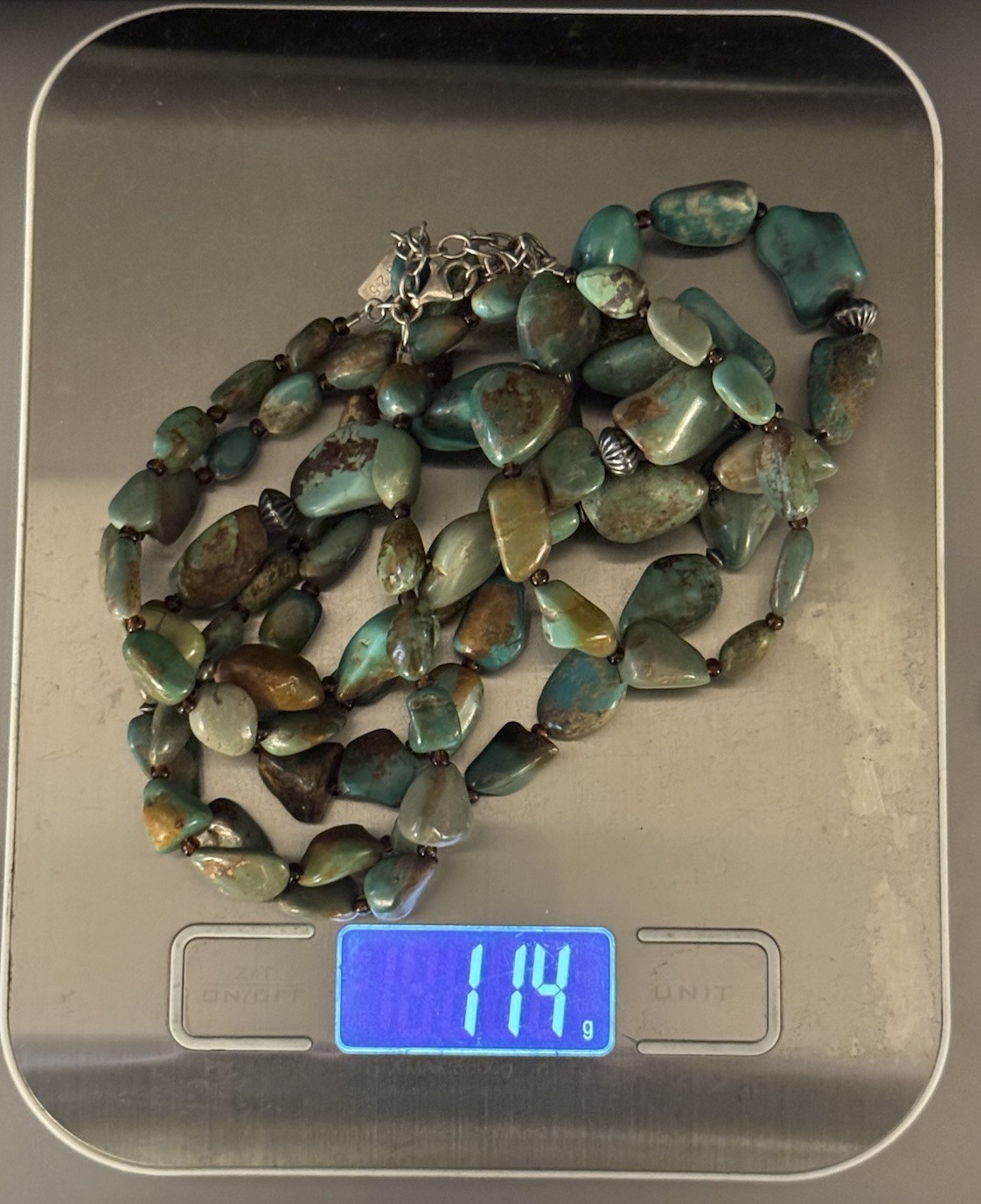 Peyote Bird 3-Strand Natural Turquoise 925 Sterling Silver Layered Necklace 114g