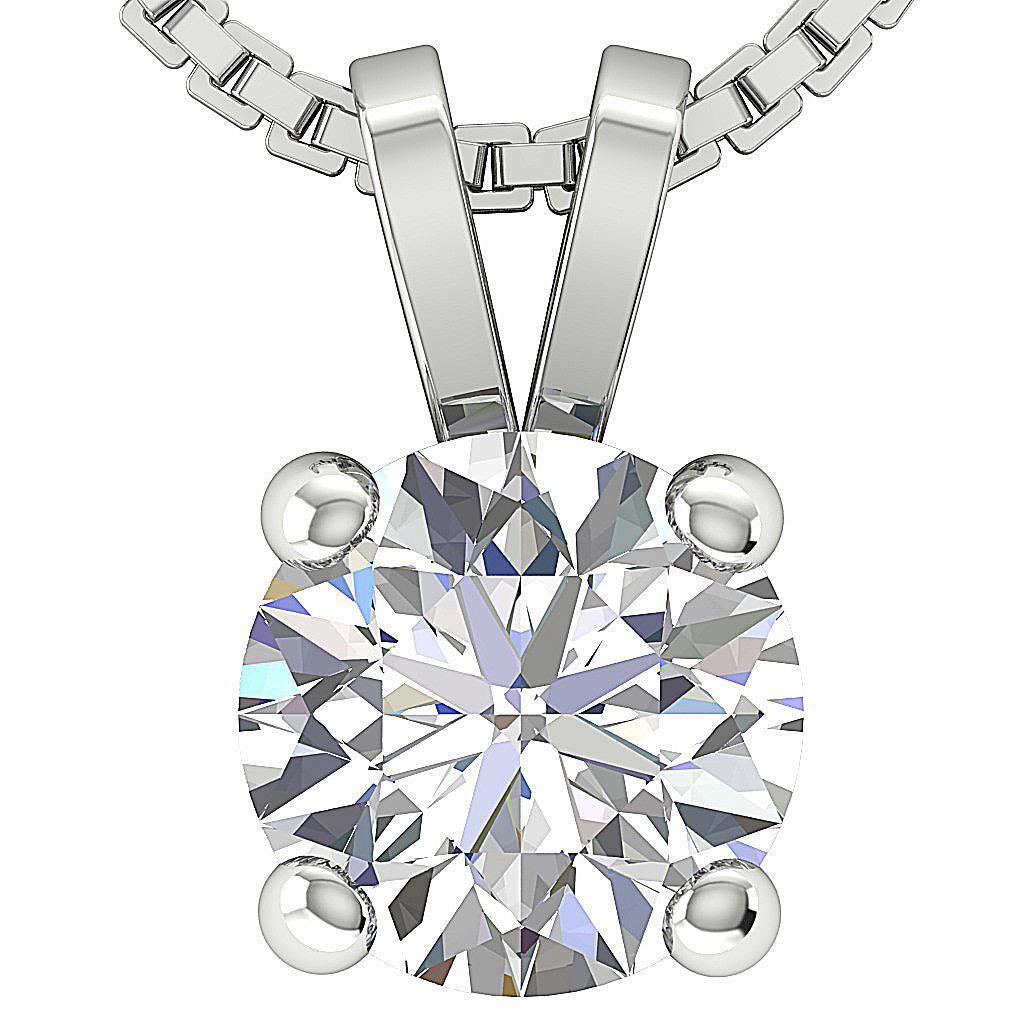 SI2 I 1.00Ct Round Cut Diamond Solitaire Pendant Necklace 4 Prong Set 14K Gold