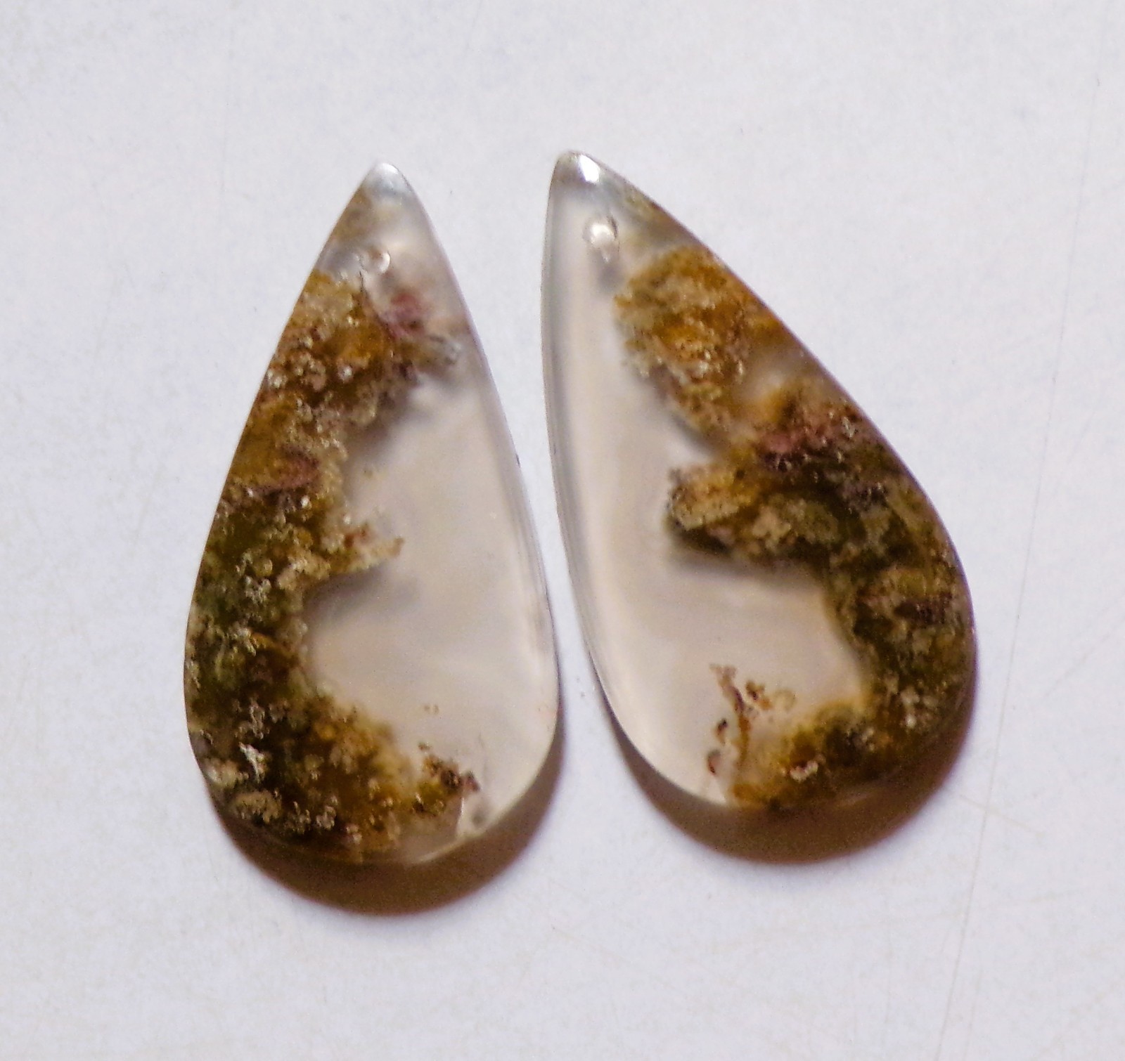 24.90 Cts Natural Indonesia Moss Agate Drilled Cabochon Match Pair Gemstone 44