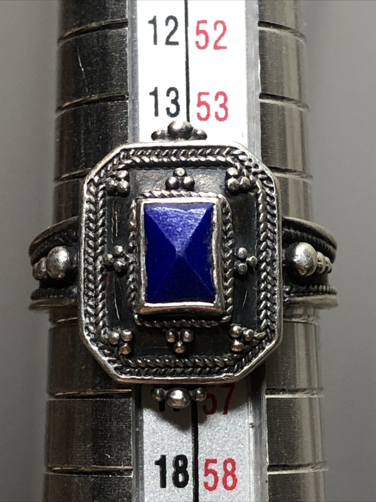 40. Vintage SAVATI Sterling silver 925 Pointed Lapis stone Ring 7.5s. 4.9g