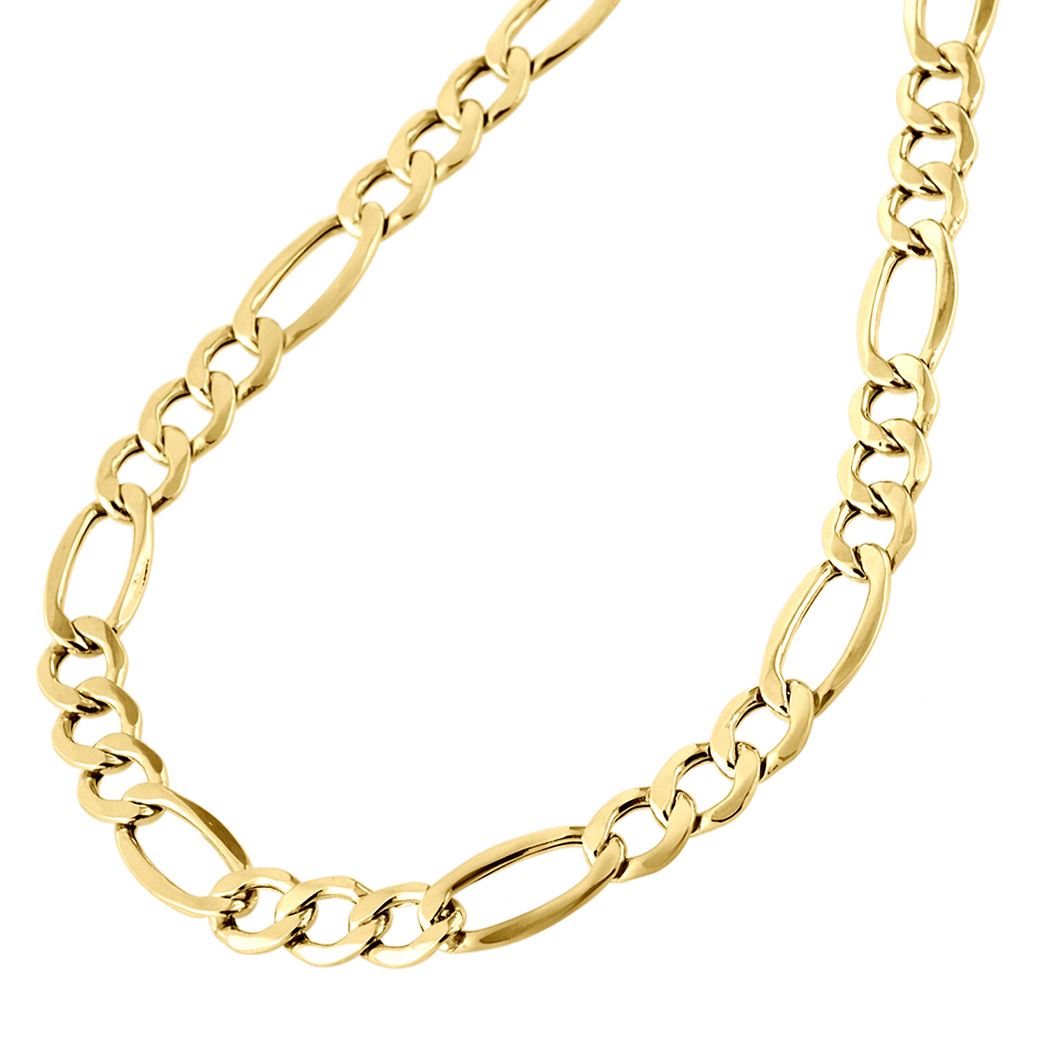 Genuine 14K Yellow Gold 7.50mm Solid Plain Figaro Link Chain Necklace 18-30 Inch