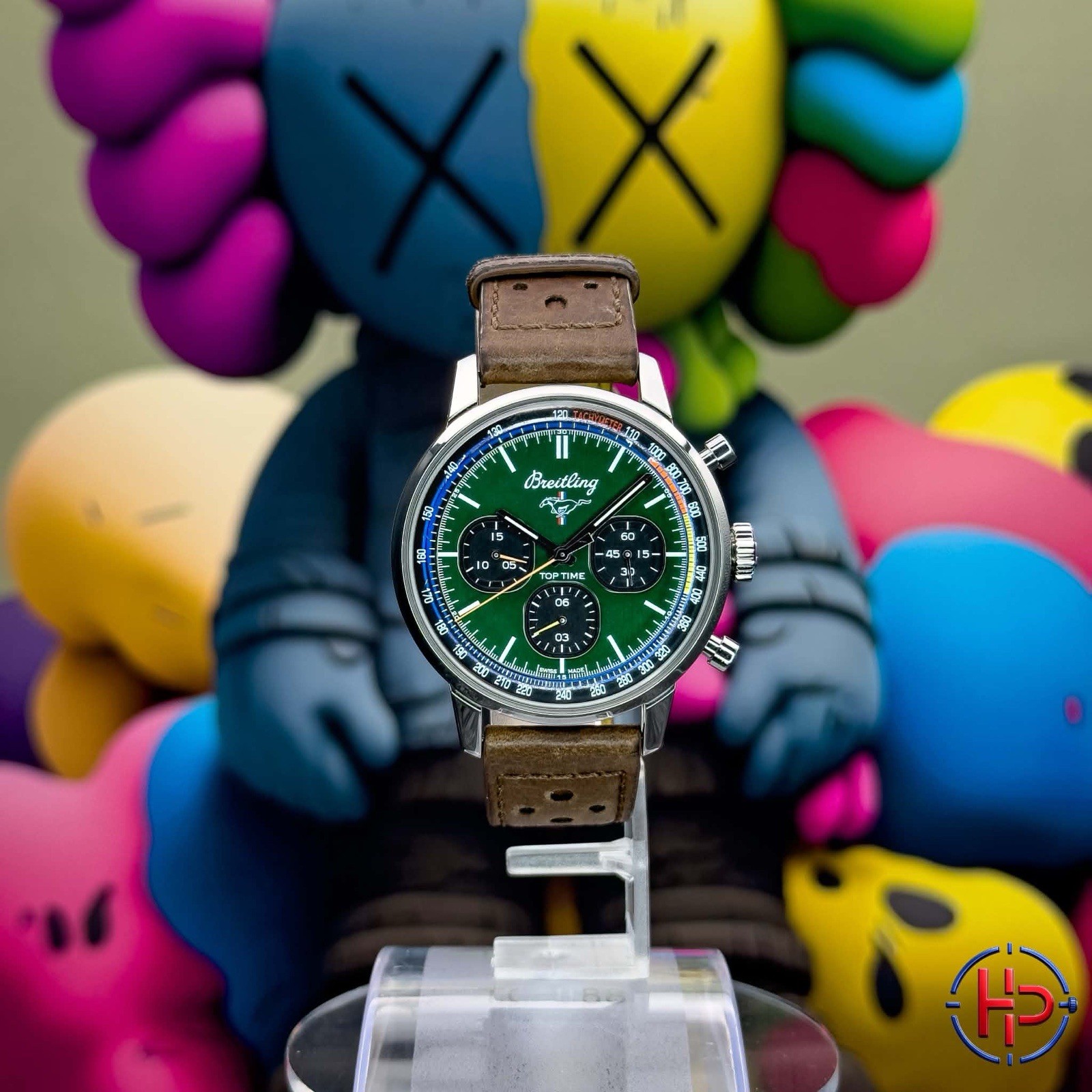 Breitling Top Time Chronograph 42MM Green Dial Ford Mustang Steel Box And Papers