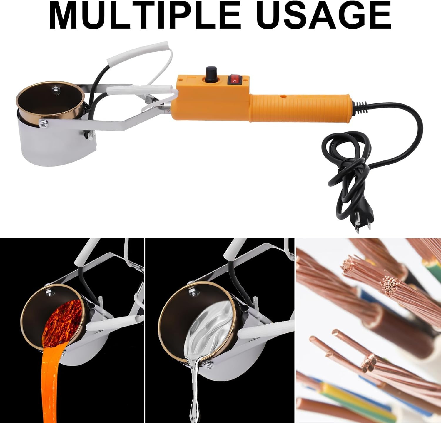Lead Melting Pot Kit – 380W Electric Metal Melting Furnace with Crucibles, Ideal