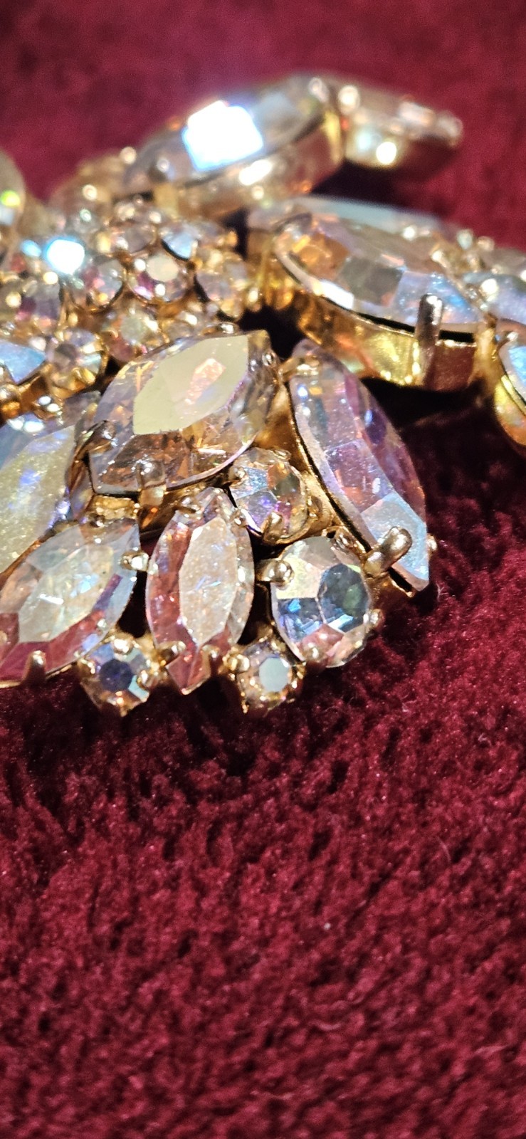 Sherman Aurora Borealis crystal 2″ Brooch signed vintage