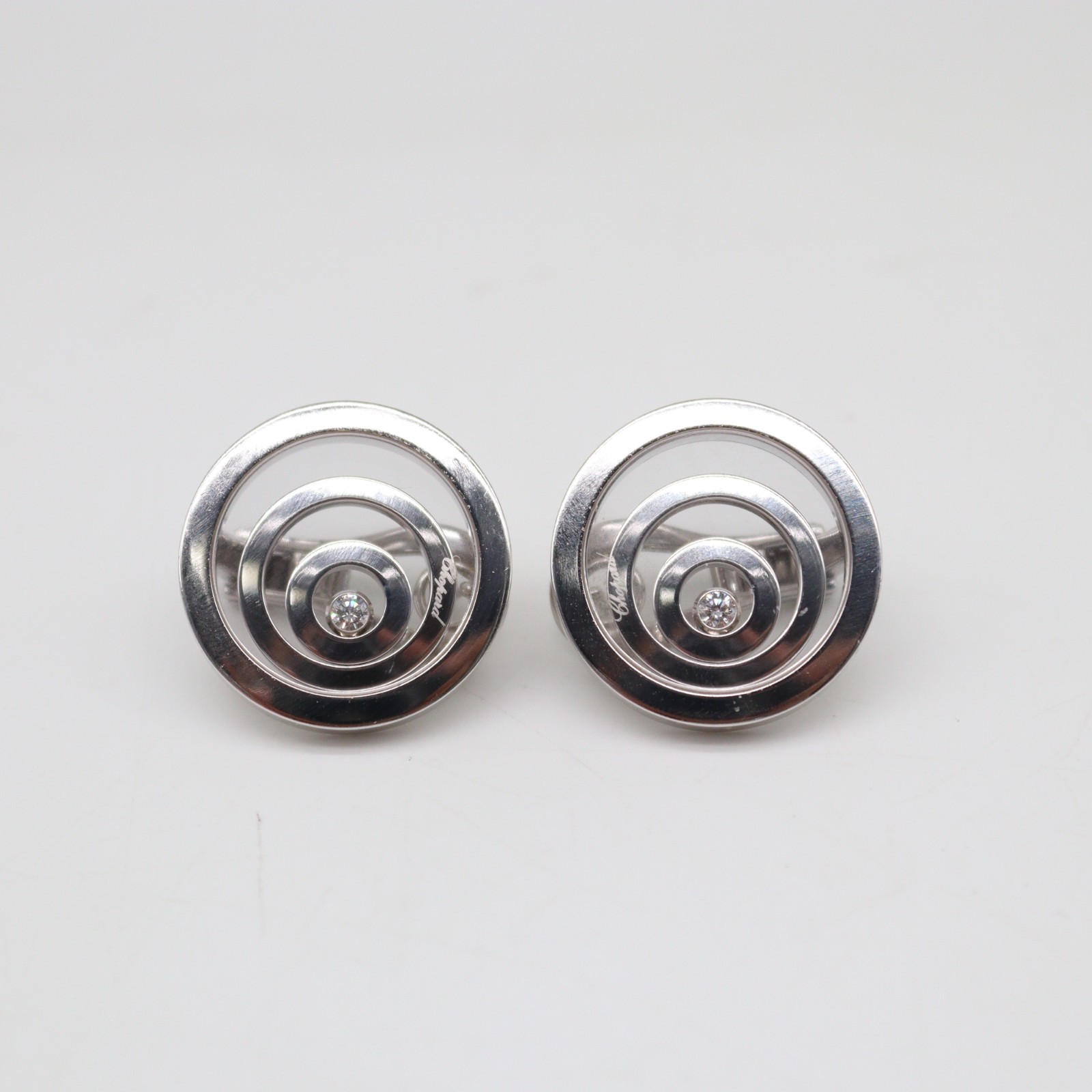 Authentic Chopard Happy Spirit with Dancing Diamond Earrings 18K WhiteGold 36.3g
