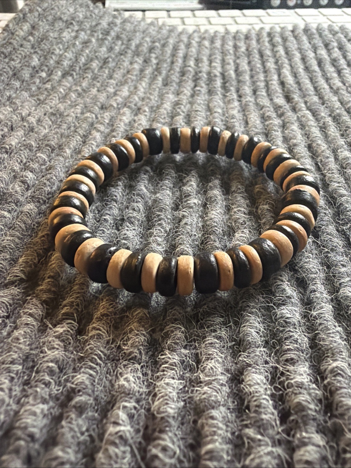 Vintage Black Cream Beaded Stretch Bracelet Retro Lokai Style Jewelry