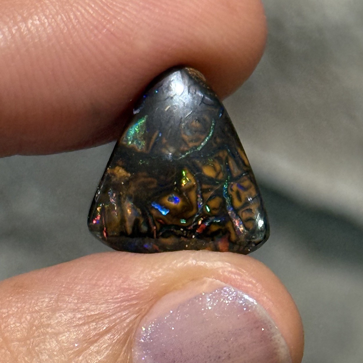 10.2ct 15.6×14.5×5.2mm Colorful Australian Koroit Boulder Opal Cabochon Gem
