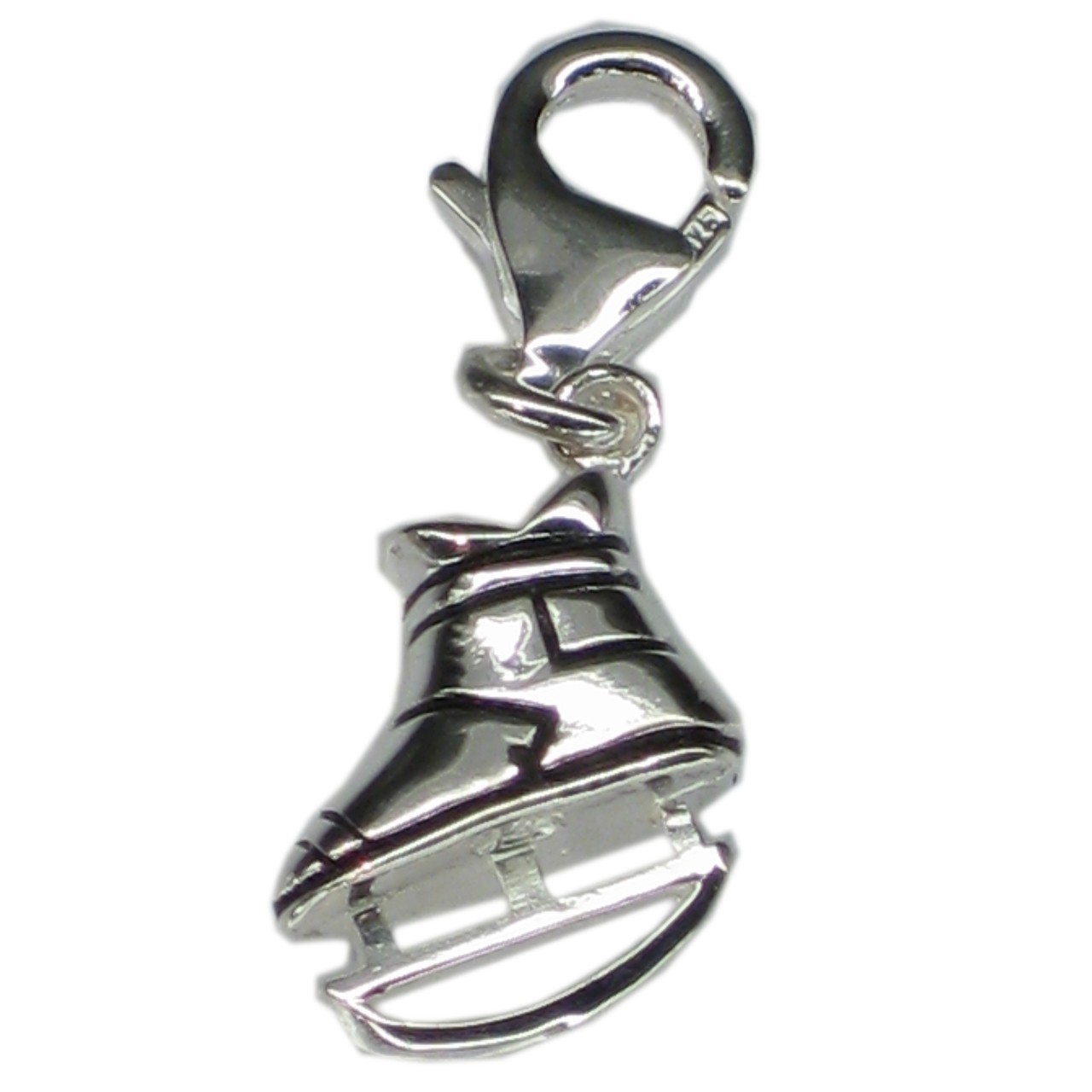 Ice Skate sterling silver clip charm .925 x 1 Skating charms THG80072.