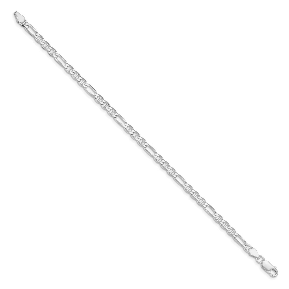 Sterling Silver Rhodium-Plated 3.75mm Figaro Anchor Chain Bracelet 7″-8″