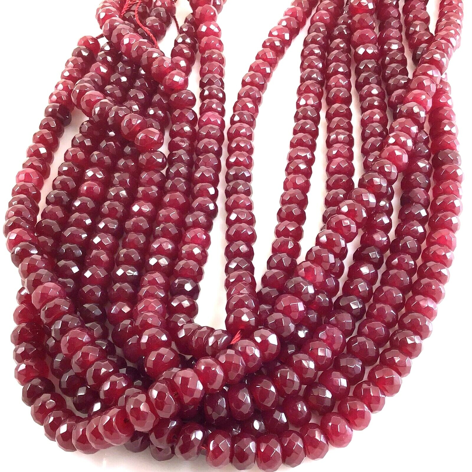 Red Ruby Jade Faceted Rondelle Loose Bead 15″ strand 4mm 6mm 8mm 10mm Jewelry