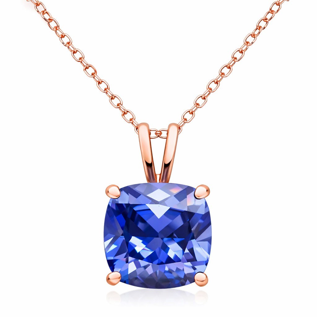 LAB CREATED 2.85 Cts AAA TANZANITE PENDANT 14K ROSE GOLD – New With Tag