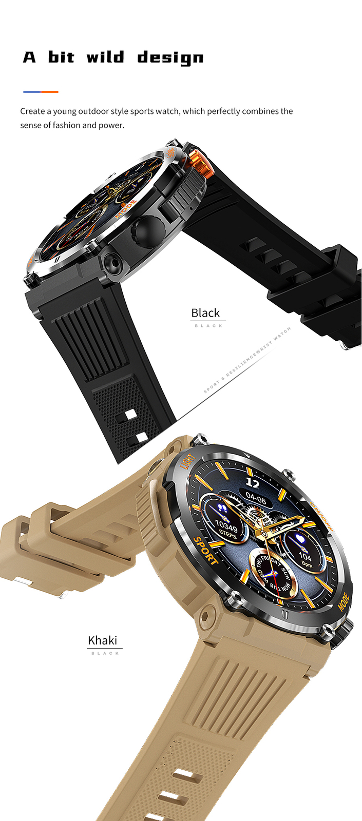 Smart Watch With LED Flashlight Heart Rate Sleep Monitor Fitness Tracker