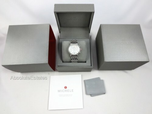 NEW Michele Silver Stainless Steel Diamond CSX 36 MOP Watch MWW03C000513 NWT