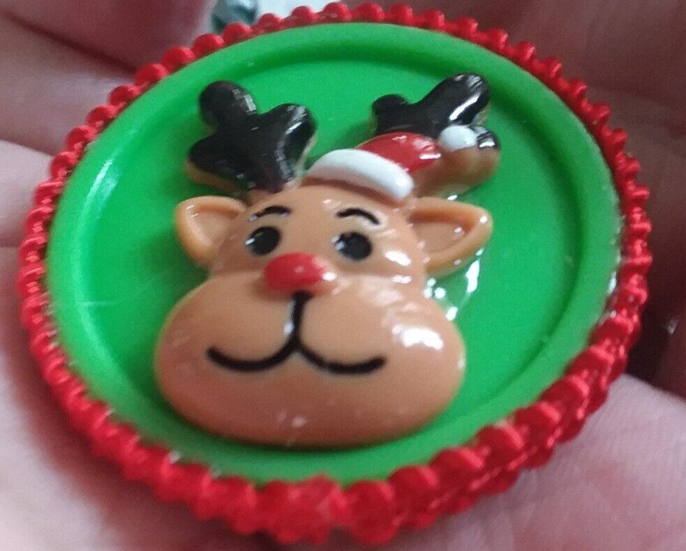 Colorful Novelty Reindeer Button Brooch 02-01-2025