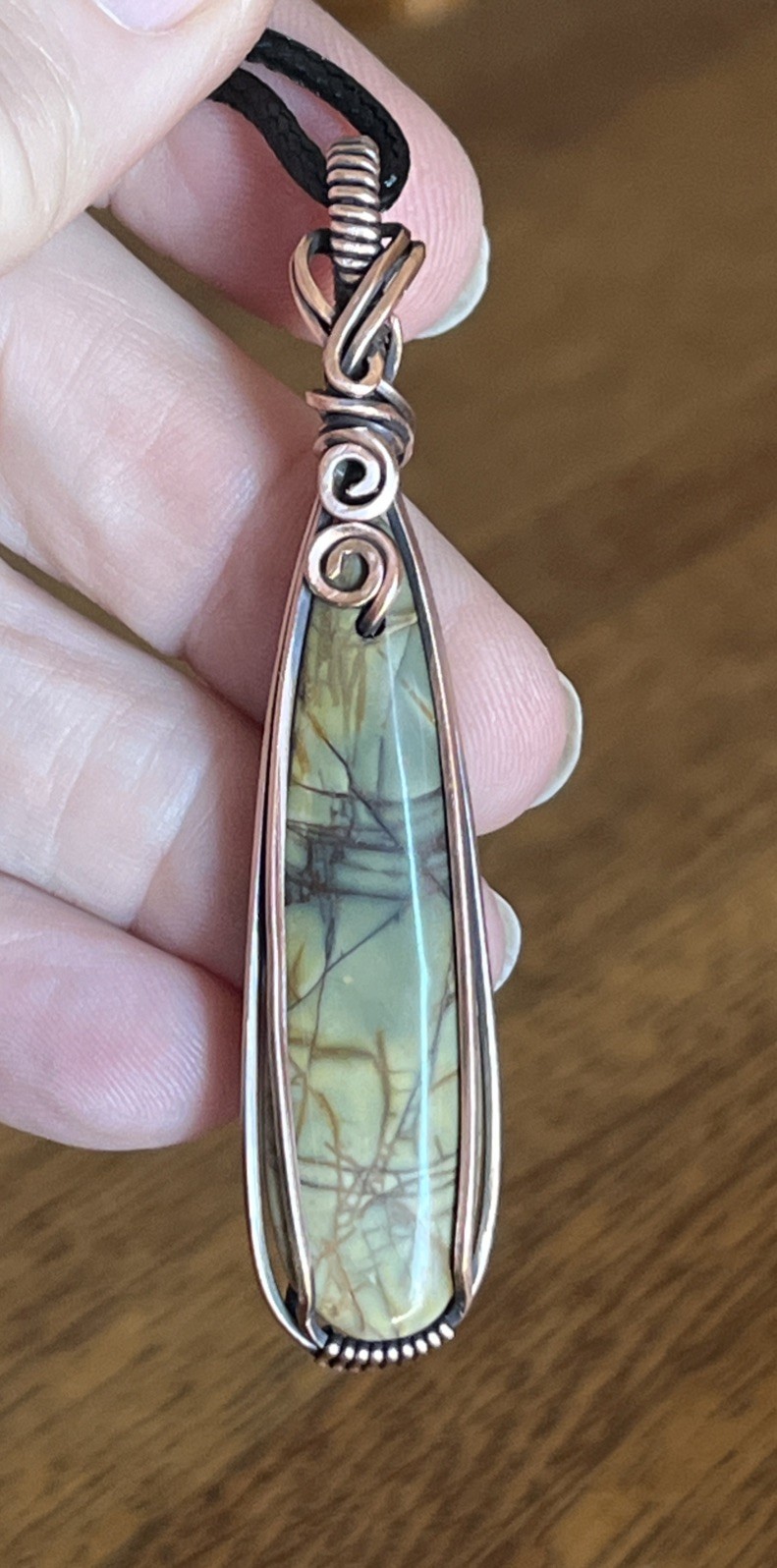 Picasso Jasper ~ Handmade copper wire wrapped pendant 2Q