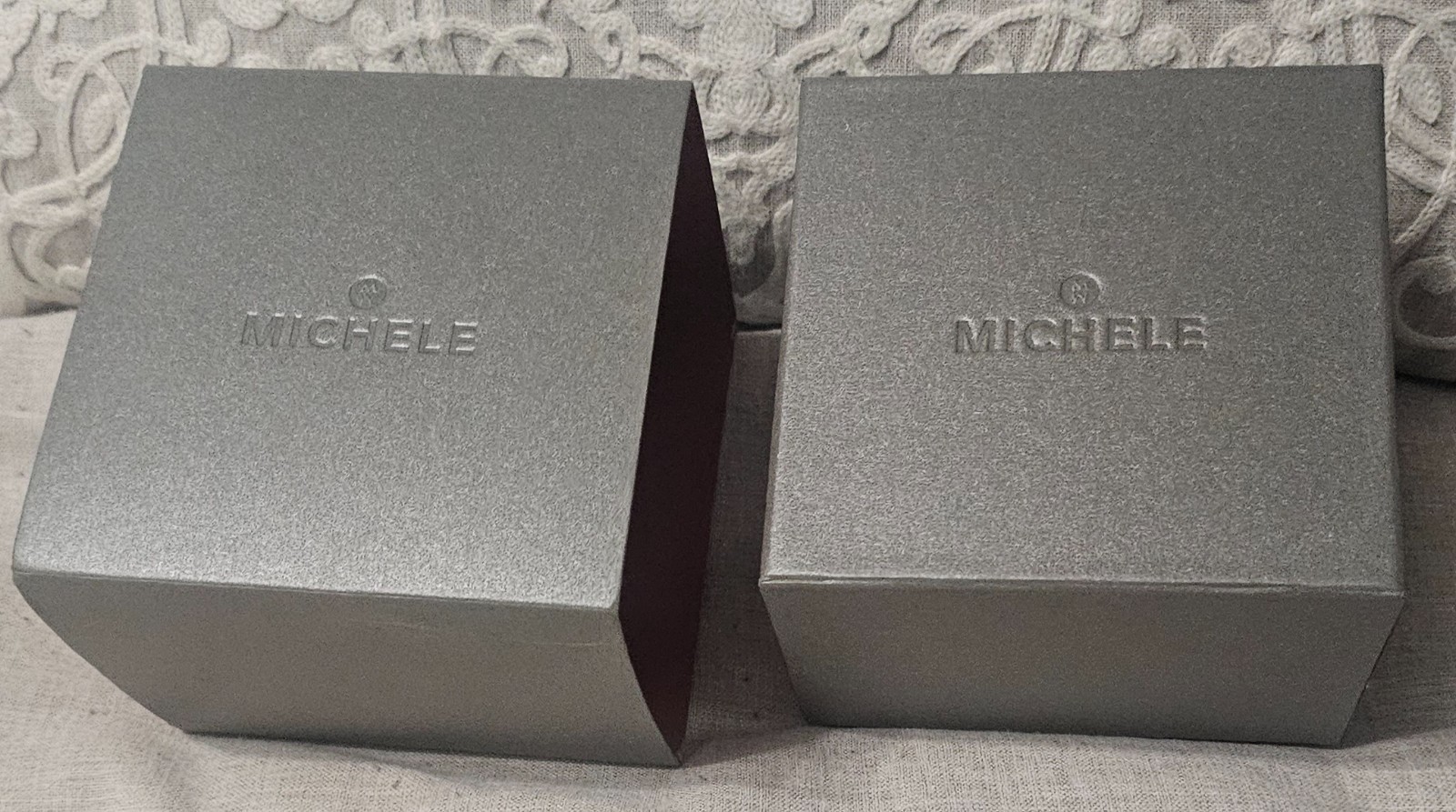 MICHELE Gray Watch Box Storage Case with Instructions Manual Book Warranty Card