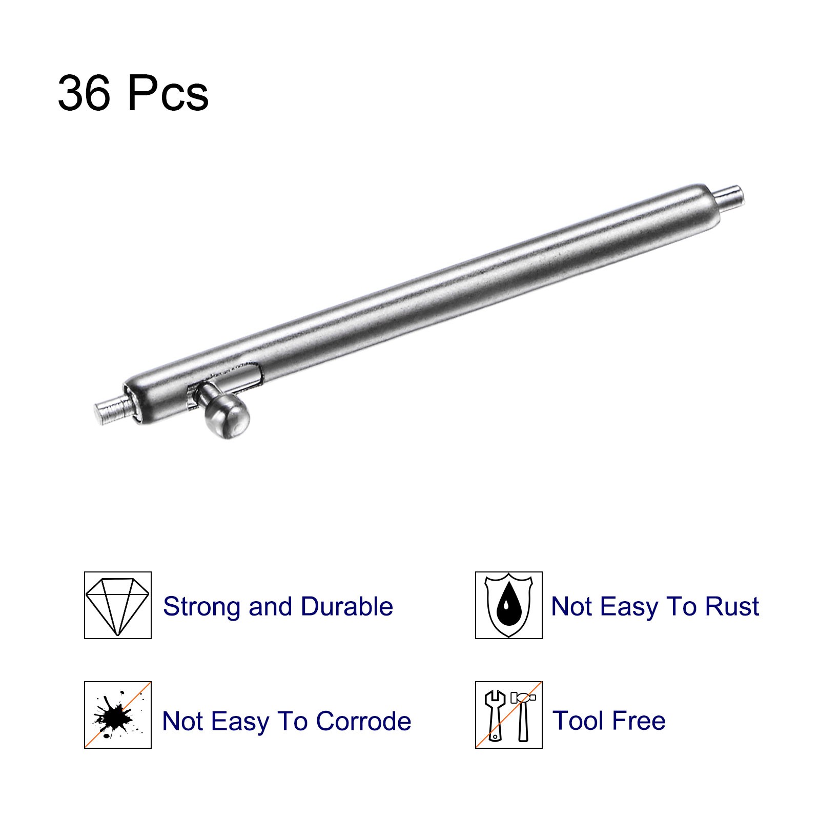 36pcs Quick Release Spring Bar 22mm Width 1.8mm Dia Stainless Steel Watch Pins