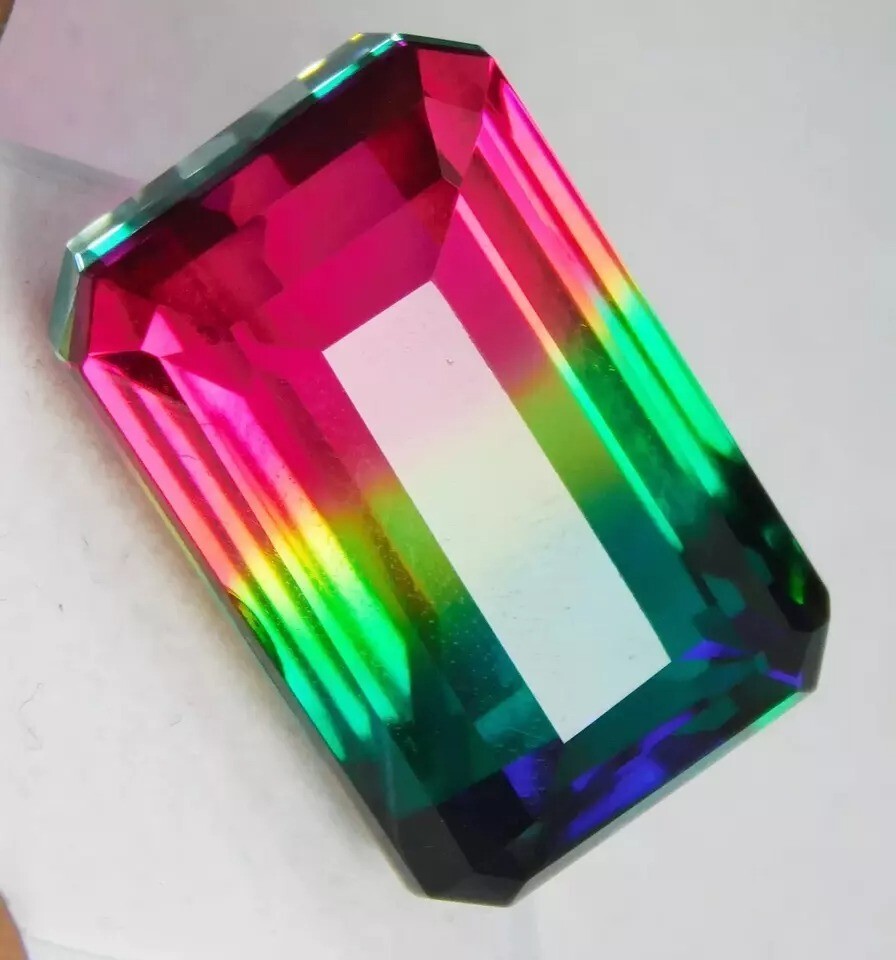 50+ Ct Natural Watermelon Tourmaline Emerald Cut EGL Certified Loose Gemstone