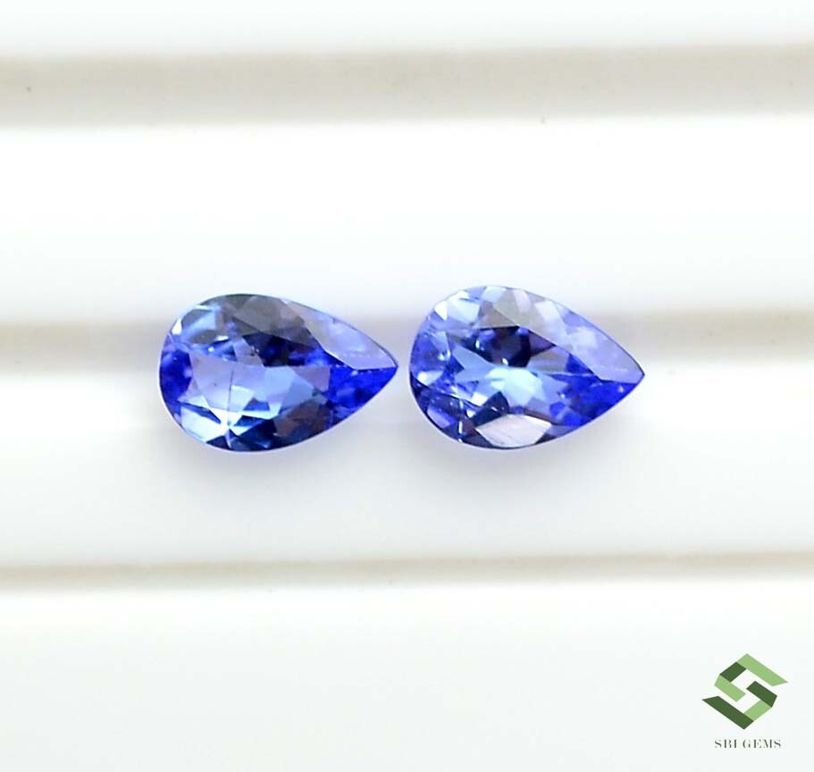 6×4 mm Certified Natural Tanzanite Pear Excellent Cut Pair 0.82 Cts Loose Gems
