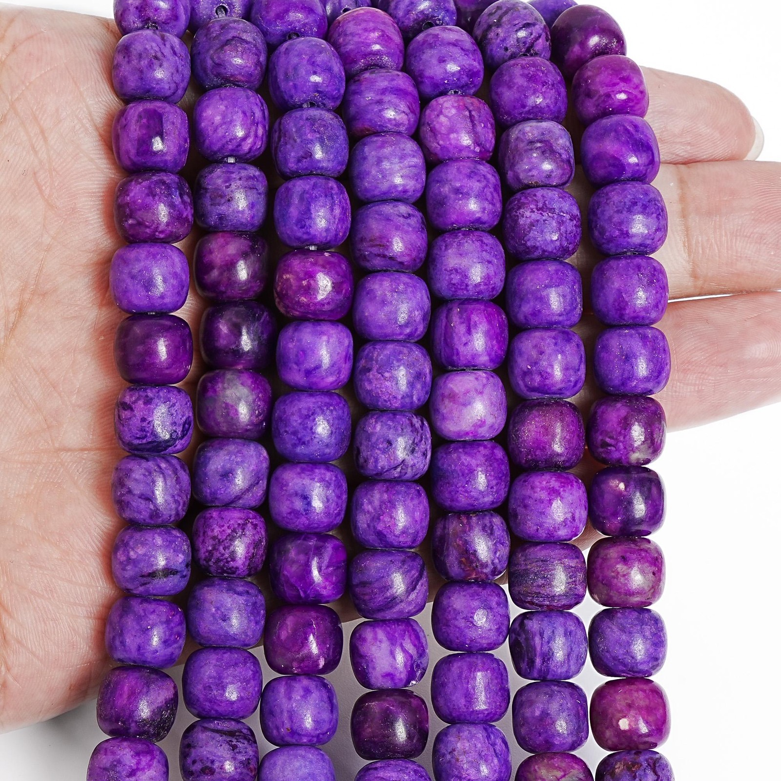 Purple Sugilite Drum Tube Beads Grade AAA Smooth Loose Beads 10X9MM
