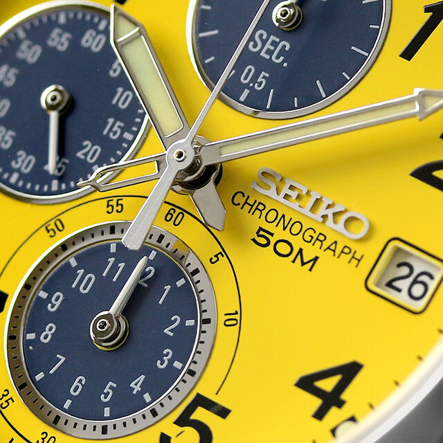 Seiko Chronograph SND409 Quartz Yellow Dial 38mm Watch