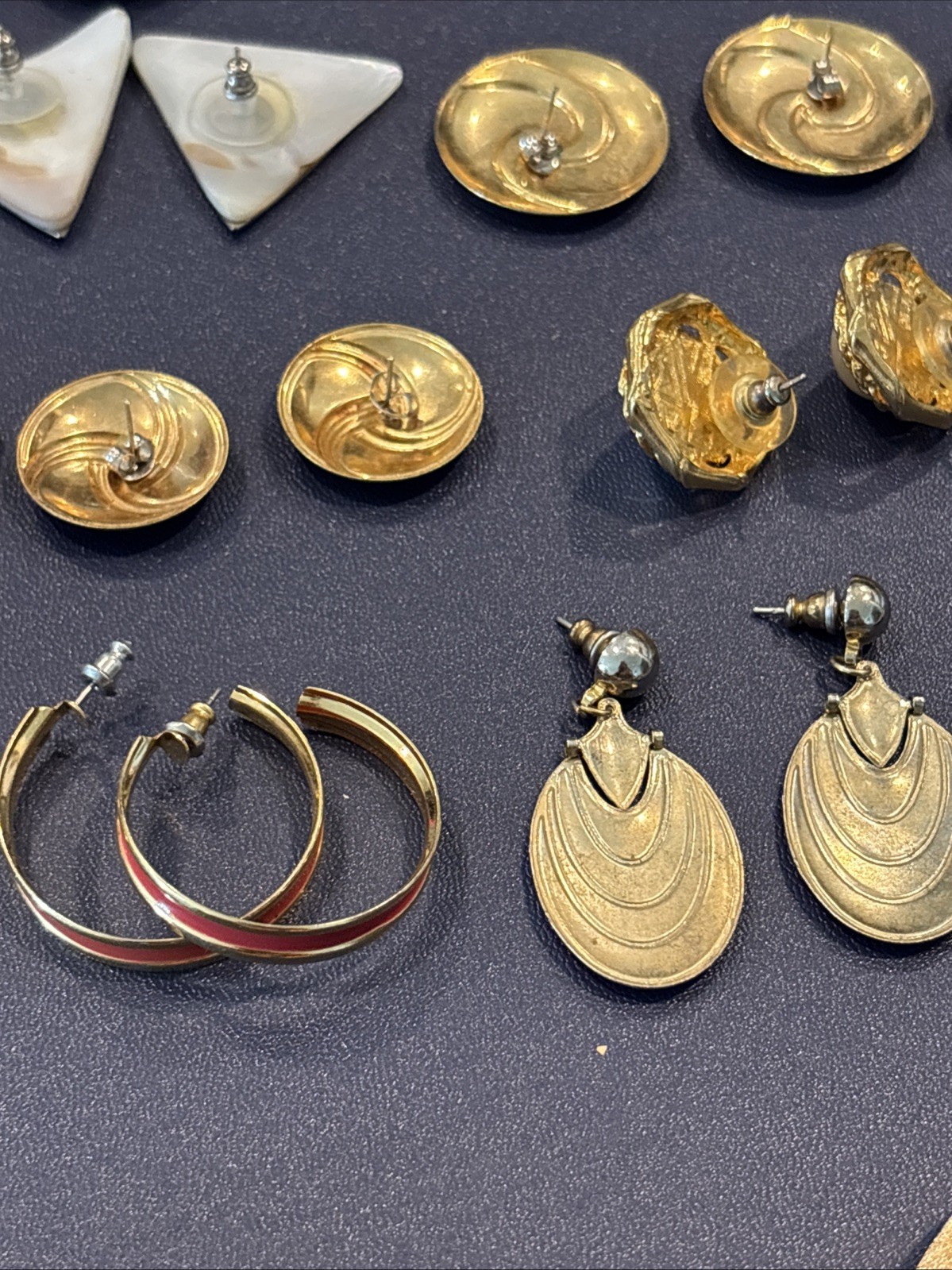 Lot of 18 Pairs of Vintage Pierced Earrings Variation Of Colors And Shapes.