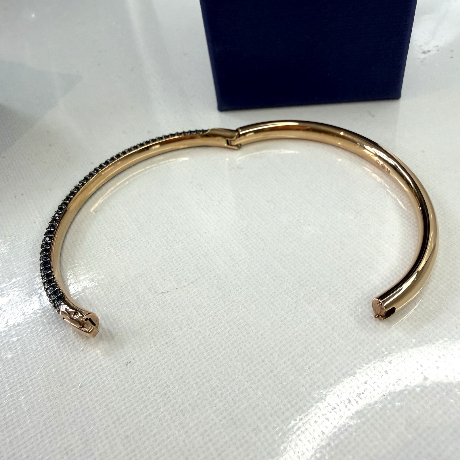 Swarovski Sublima Bangle Size Medium Bracelet Navy Crystals Rose Gold Plated