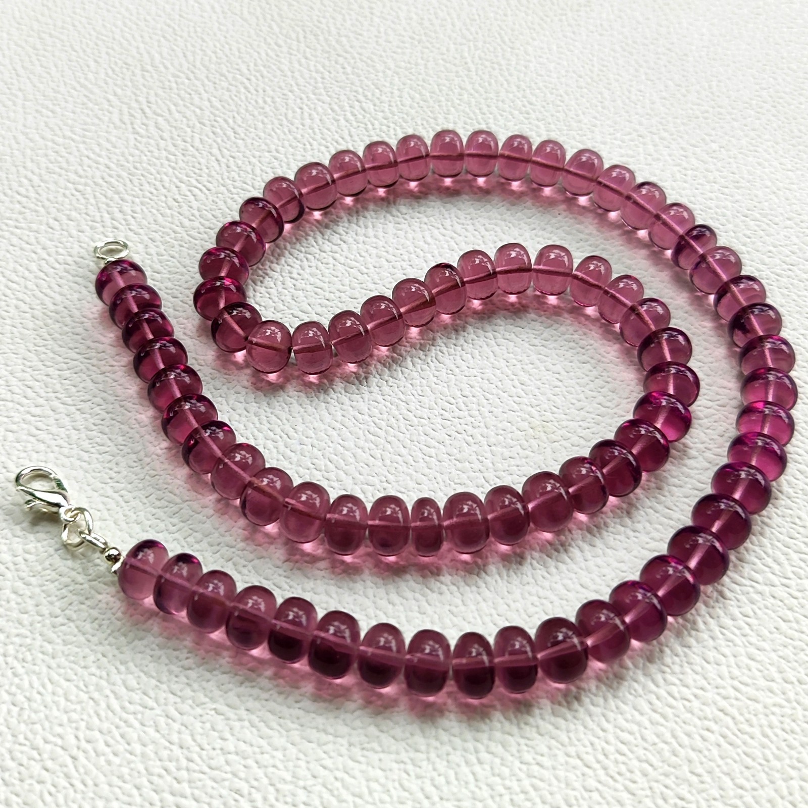 Kunzite Hydro Color Quartz 8mm Smooth Rondelle Beads Necklace 17″ India Gems