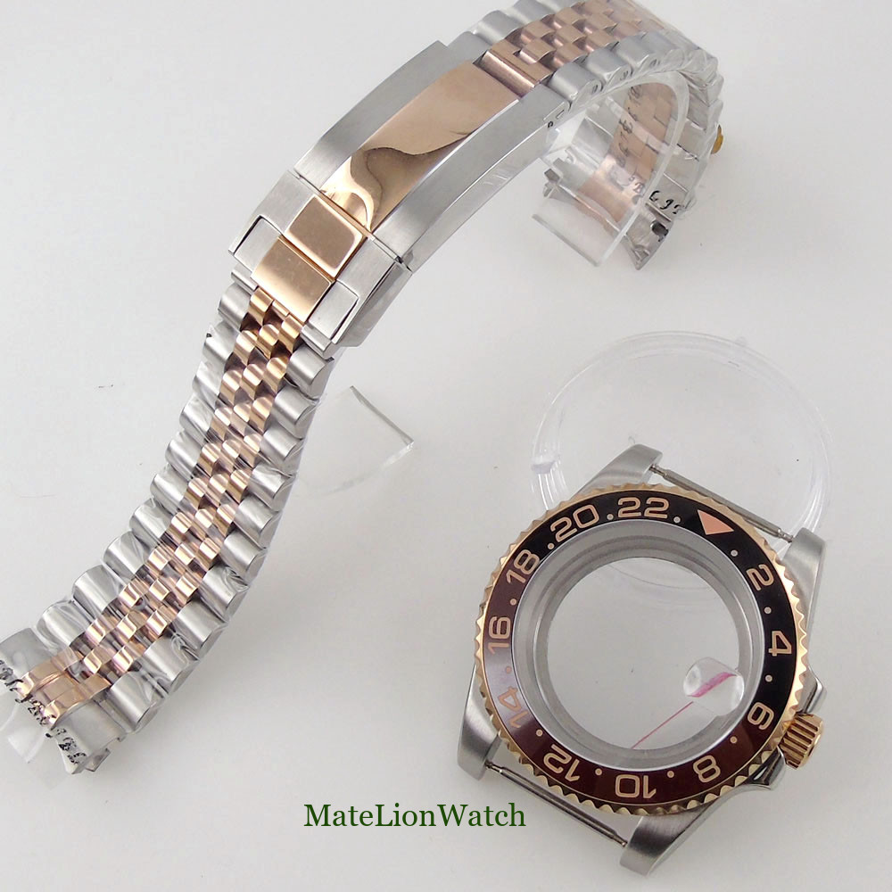 40mm Rose Gold Sapphire Watch Case Fit NH35 Miyota8215 DG2813 ETA2824 PT5000